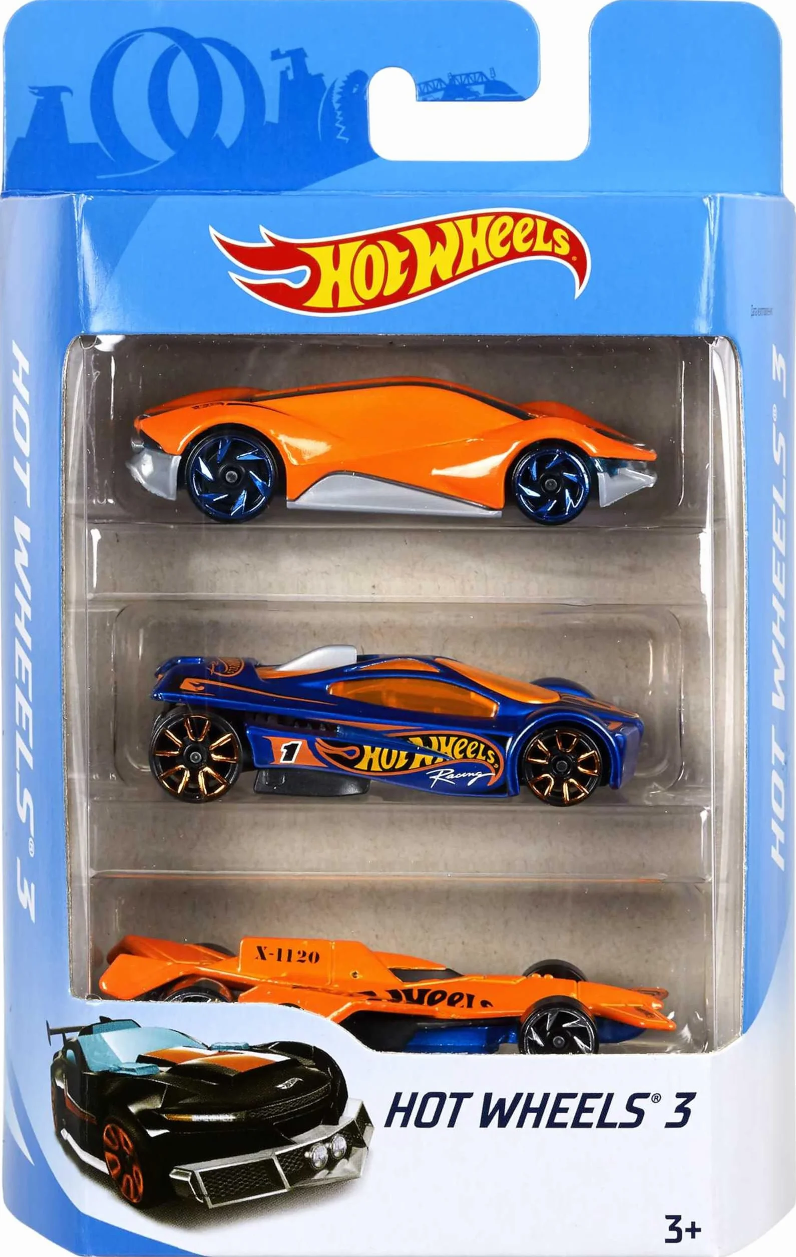 Hot Wheels Zestaw 3 samochodów (Jeden losowy zestaw z asortymentu), kolekcja pojazdów w skali 1:64 z obracającymi się kołami, sportowe i klasyczne auta, zabawka dla dzieci od 3 lat, K5904