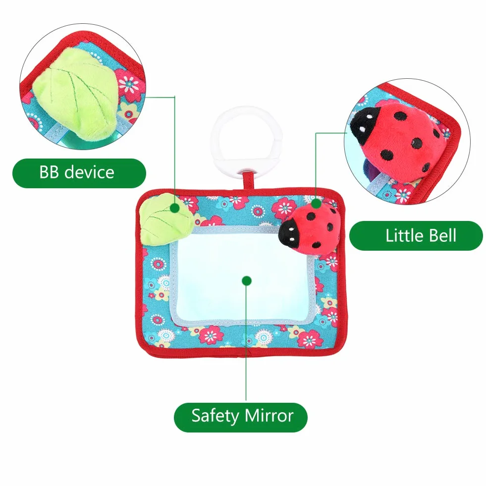 Crib and Floor Activity Mirror Toy, Safe Ring-Down Baby Cognitive Mirror Stroller Hanging Toy