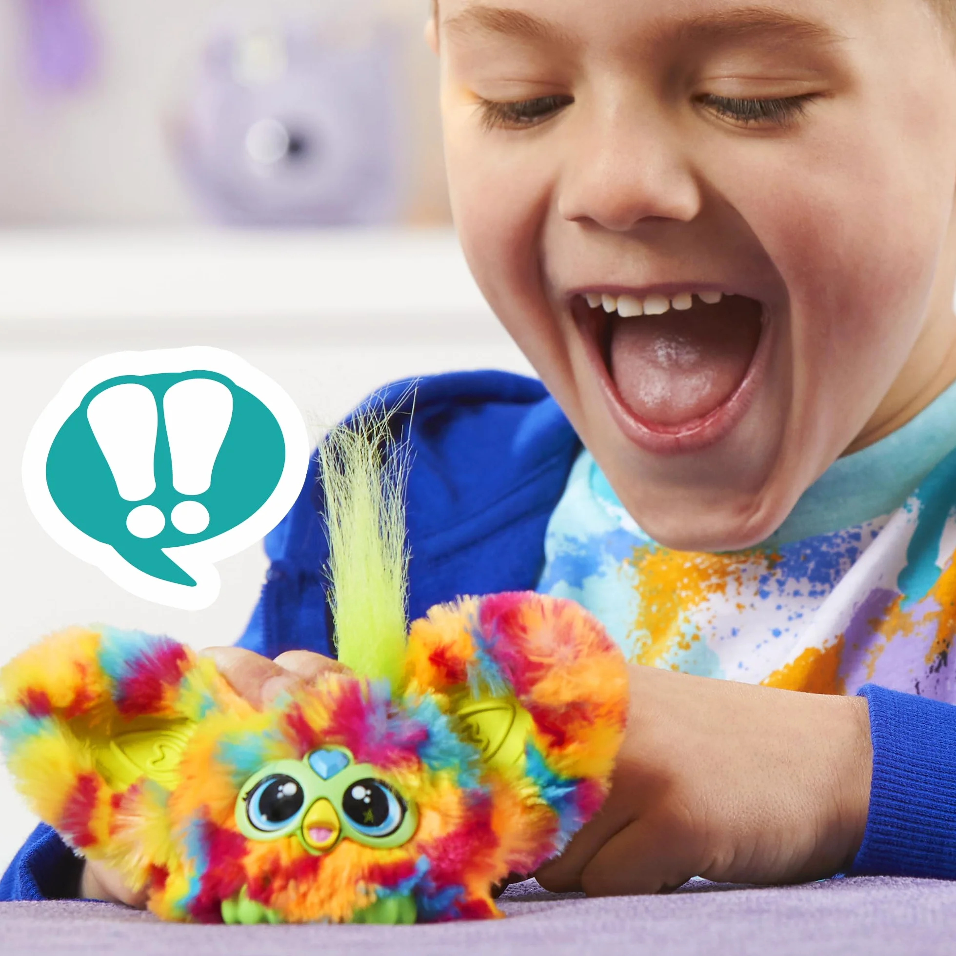 Furby Furblets Pix-Elle Gamer Furbiś|Mała pluszowa zabawka elektroniczna dla dzieci|Interaktywna Muzyczna Maskotka z Dźwiękami z Gier|Z breloczkiem|Prezent dla 6-latki, dla dziewczynek i chłopców