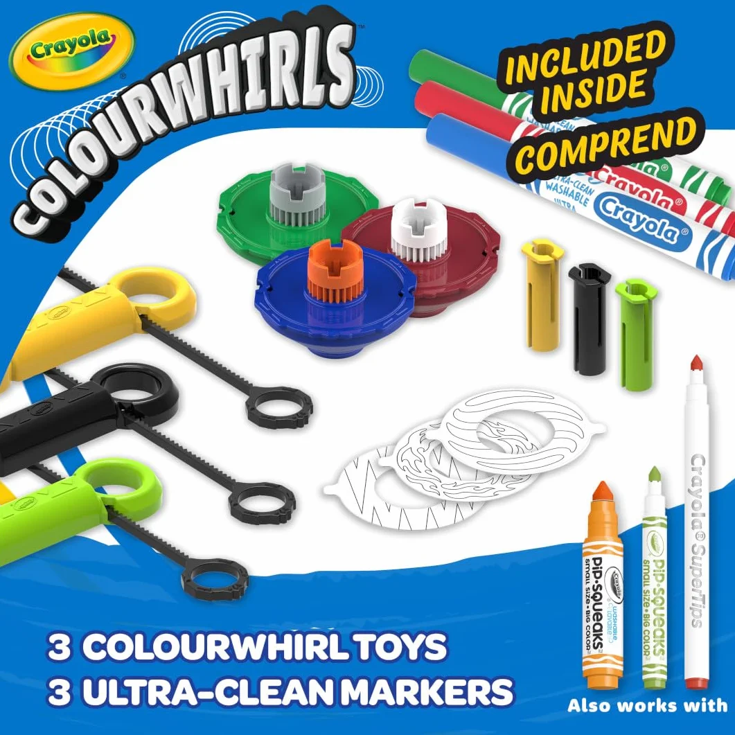 ColourWhirls, bąk kolorów, zestaw zawierający 3 bąki, wyzwania dla rodziny i przyjaciół, kreatywna zabawa i prezent dla dzieci, od lat 6, 74-7647