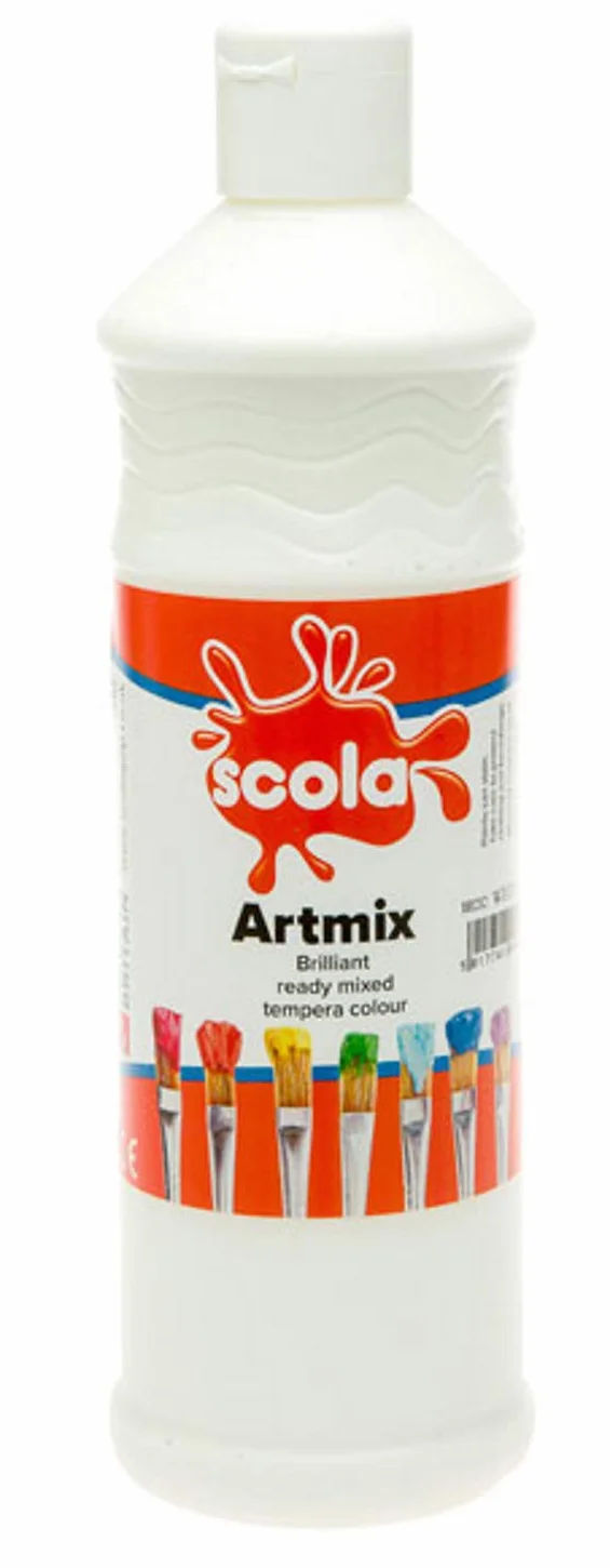 scola Artmix Farby do malowania na bazie wody, 600 ml, gotowe mieszane, rękodzieło, do szkoły, dla dzieci, kolor biały