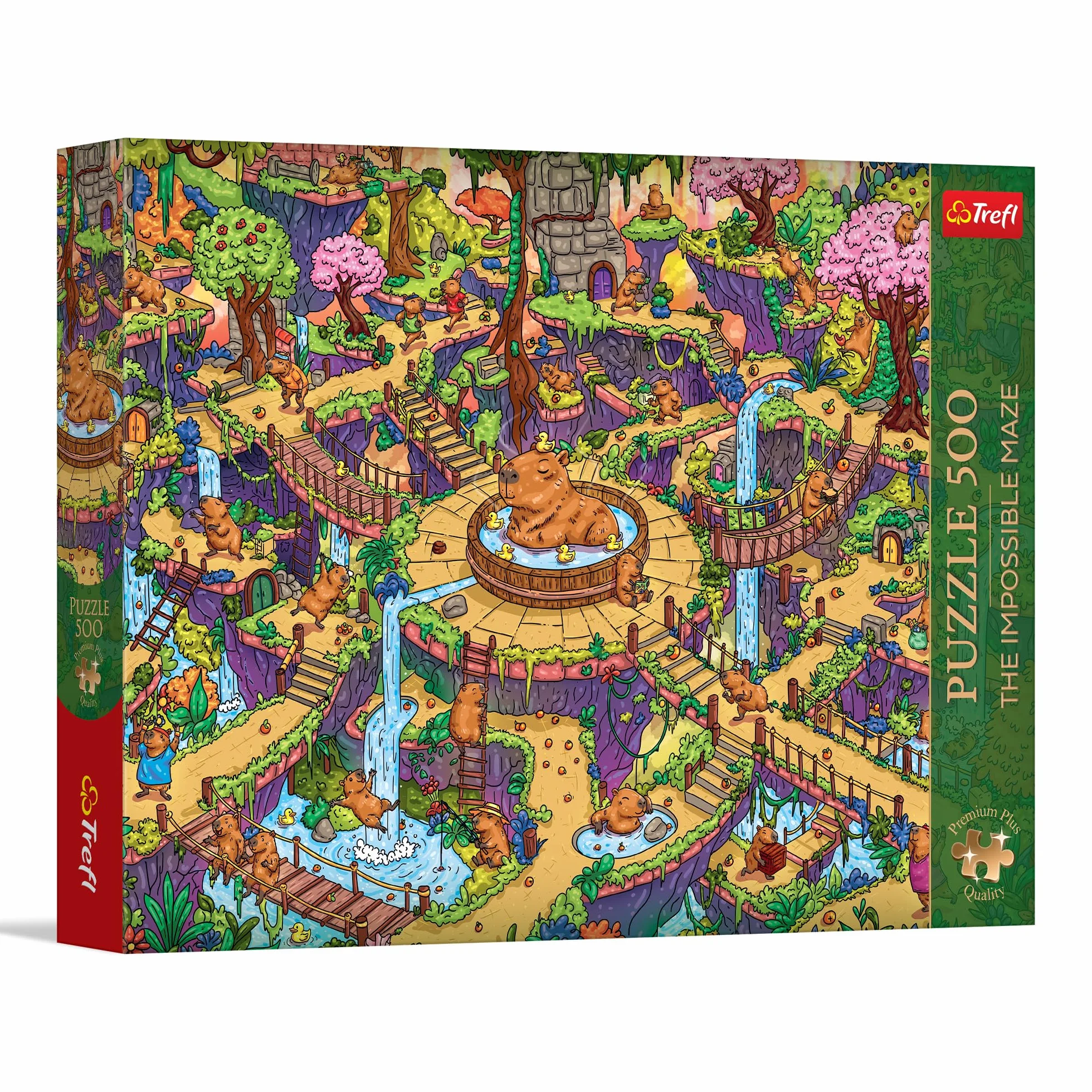 Trefl Premium Plus Quality - Puzzle The Impossible Maze: Zabawne Kapibary - 500 Elementów, Seria Ponadczasowych Motywów, Idealne Dopasowanie Elementów, dla Dorosłych i Dzieci od 10 lat