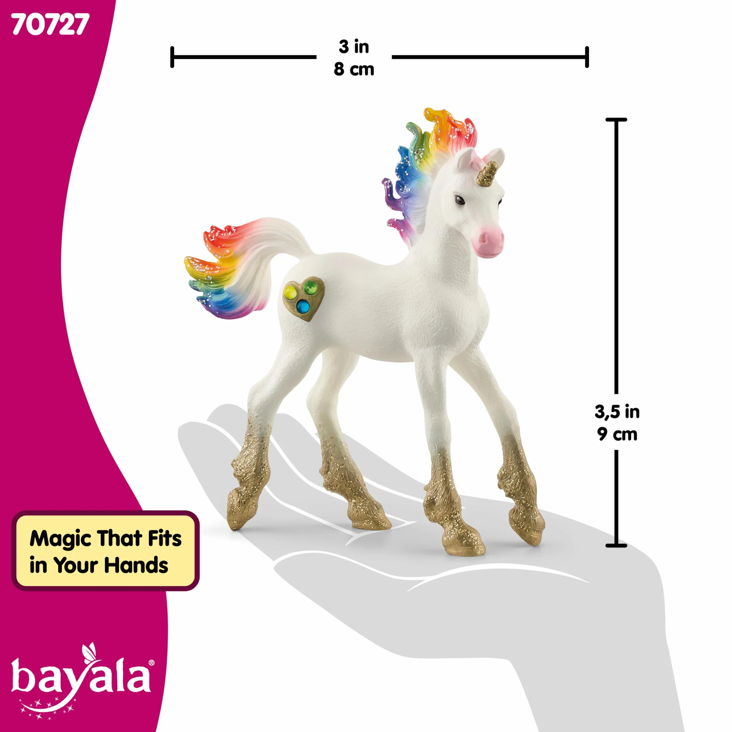 schleich BAYALA | Tęczowe źrebię jednorożca 70727 | Fantastyczna figurka kolekcjonerska | Prezent dla dziewczynek i chłopców | Od 5 lat | 8 × 3 × 9 cm