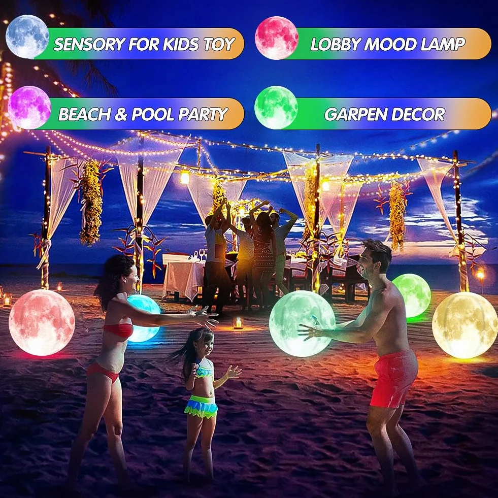 Joycabin Nadmuchiwana kula wodna LED, 2 sztuki, średnica 40 cm, pływające oświetlenie basenu, wodoszczelna piłka plażowa na plażę, do ogrodu, na basen, imprezę
