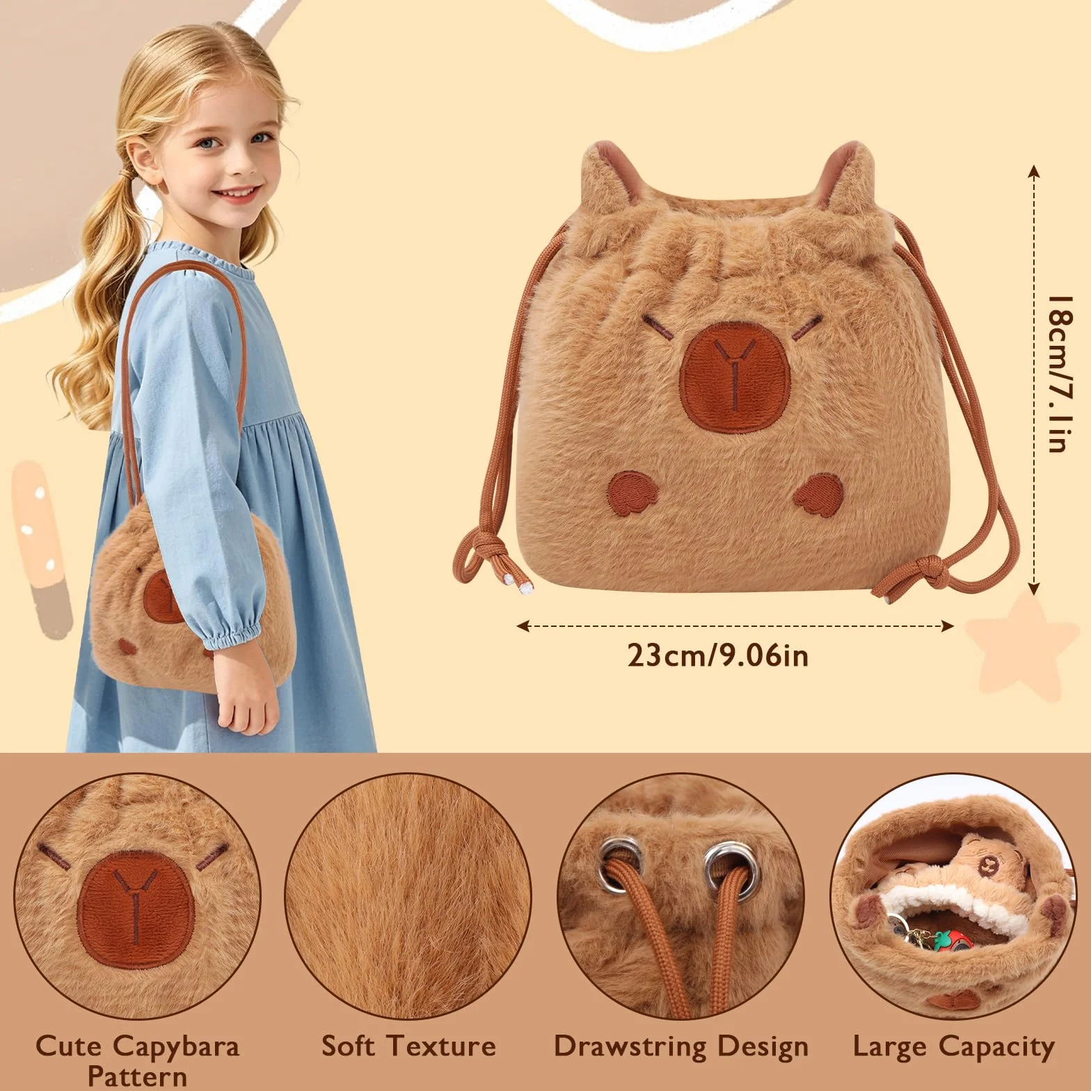 Capybara Cabibara zestaw 15 sztuk przytulanek, bransoletka zatrzaskowa, Cabibara, breloczek do kluczy, do samodzielnego wykonania, do malowania diamentami, prezent urodzinowy, prezent na Boże