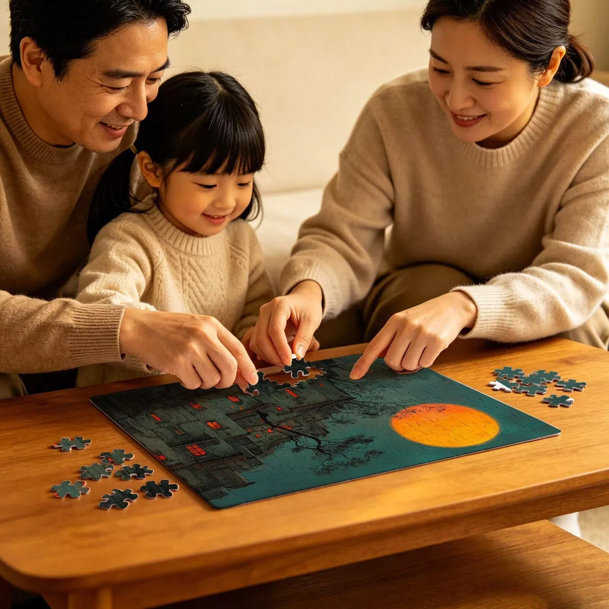 Puzzle 2000 elementów, puzzle 2000 elementów dla dorosłych, trudne puzzle, aktywność antystresowa i relaks, druk w wysokiej rozdzielczości, drewniane puzzle księżyc dom z wykwintnym pudełkiem do