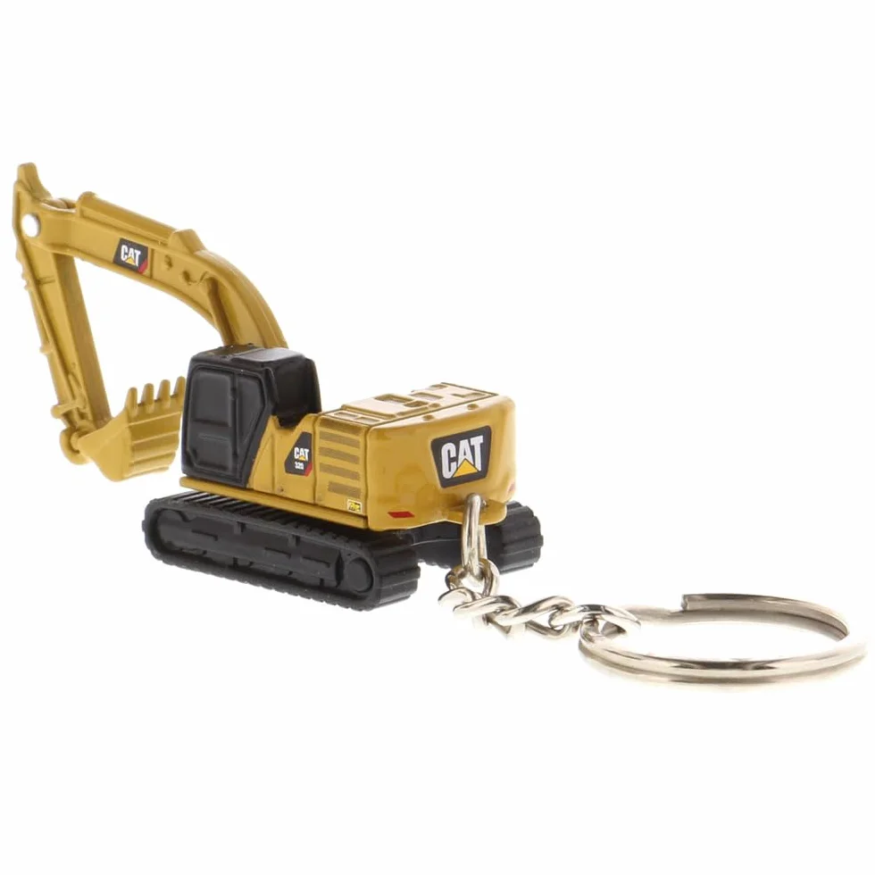 Diecast Masters 85981 - Koparka gąsienicowa Caterpillar 320 jako brelok do kluczy, szczegółowy metalowy pojazd budowlany CAT, ok. 3,5 x 2 x 2 cm, odpowiedni od 14 lat