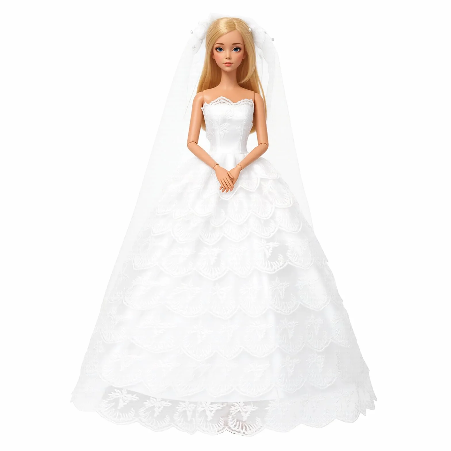 Miunana Odzież Elegancka sukienka Sukienki Sukienka wieczorowa Księżniczka Cekiny dla lalek dziewczynek 29,2 cm (Biała)