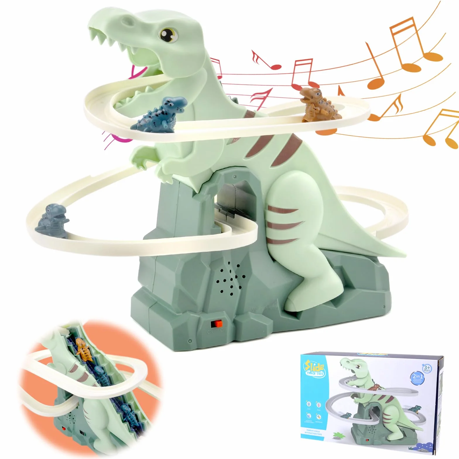 DAWRSI elektryczna zabawka do wchodzenia po schodach, z oświetleniem i muzyką, dinozaury, kolejka górska, zabawka, schody, wspinaczka, tor wyścigowy, zabawka dla dzieci, dinozaur, wspinaczka, zabawka