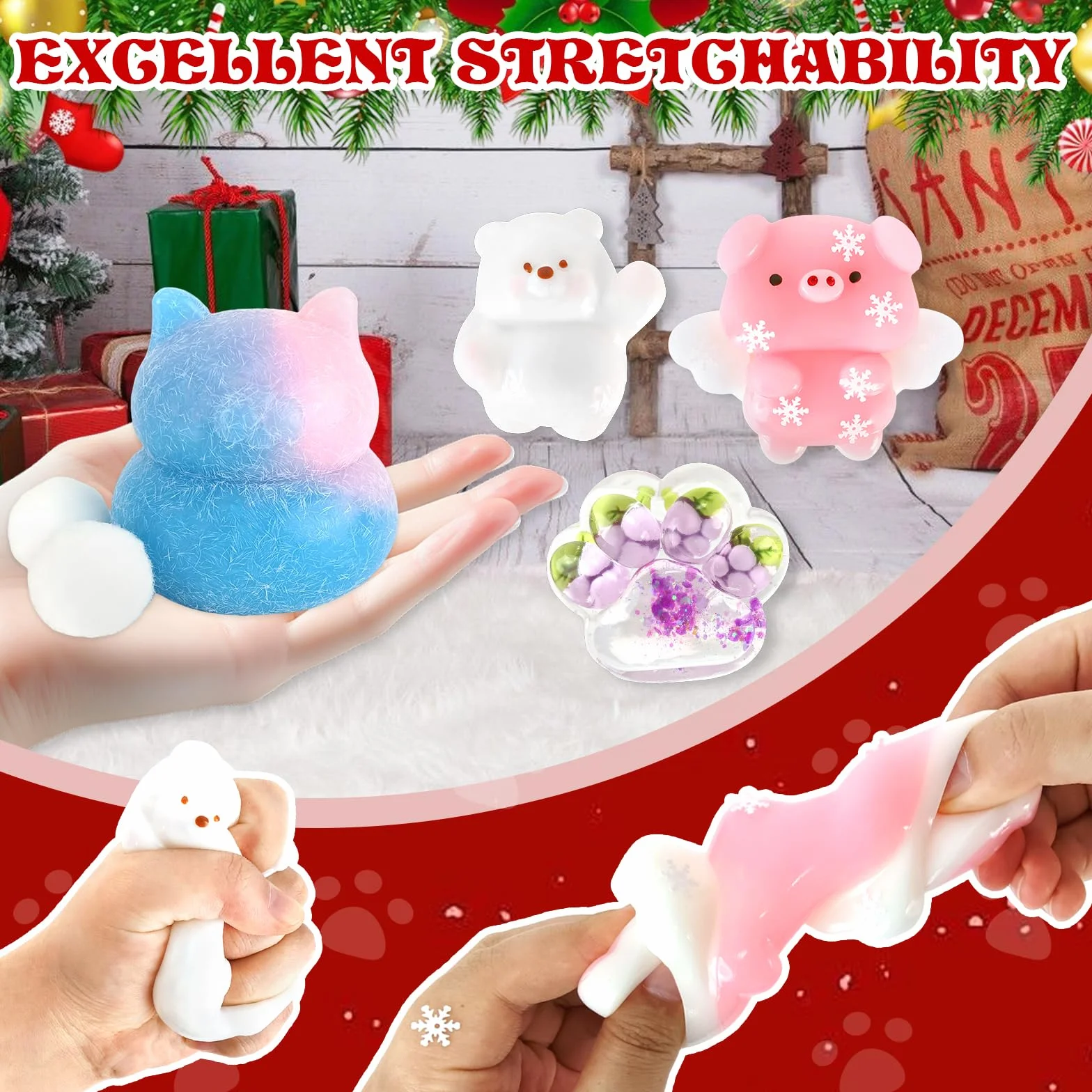 Zestaw 4 szt. Taba Squishy Fufu Squishy Squishy, antystresowe zabawki Fidget zabawki sensoryczne wyciskanie zabawki prezenty na urodziny Boże Narodzenie upominki na przyjęcia