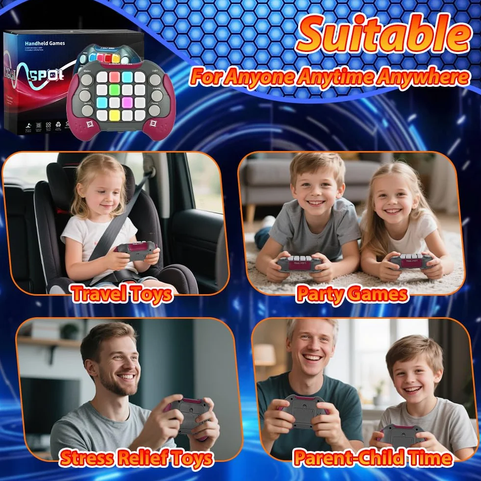 Fidget Toys Quick Push Zabawka dla dzieci i dorosłych, zabawka do zabawy, ręczna gra logiczna, elektroniczna konsola do gier, prezent dla chłopców, dziewcząt, nastolatków (kolor czerwony)