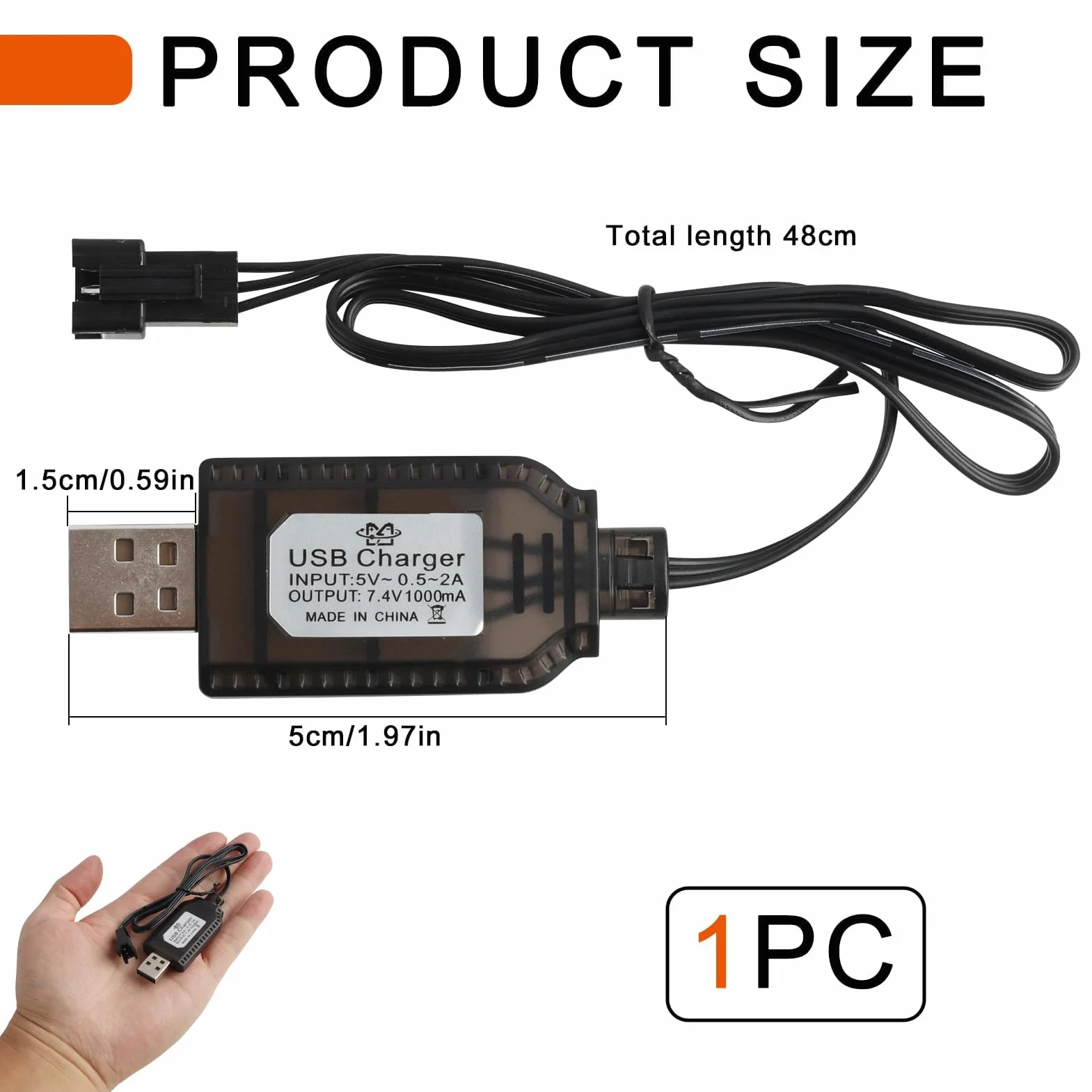RC kabel do ładowania 7,4 V LiPo akumulator ładowarka USB z wtyczką SM-3 PIN, kabel do ładowarki USB rc, odpowiedni do samochodów RC, dronów, quadkopterów, zabawek zdalnie sterowanych, ochrona