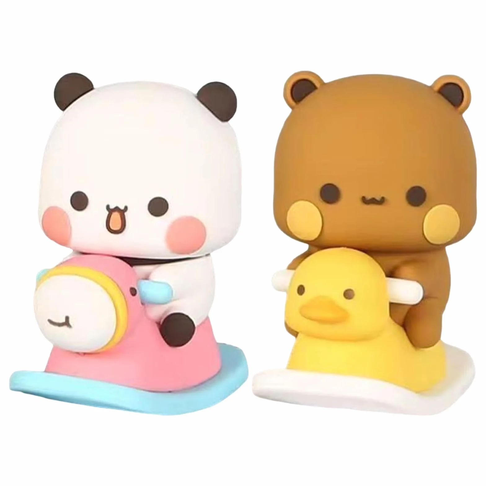 2 szt. Bubu Dudu Oscylacyjna Figurka, Śliczna Panda Dekoracja Deski rozdzielczej, Statua Niedźwiedzia Panda do samochodu, biura i domu