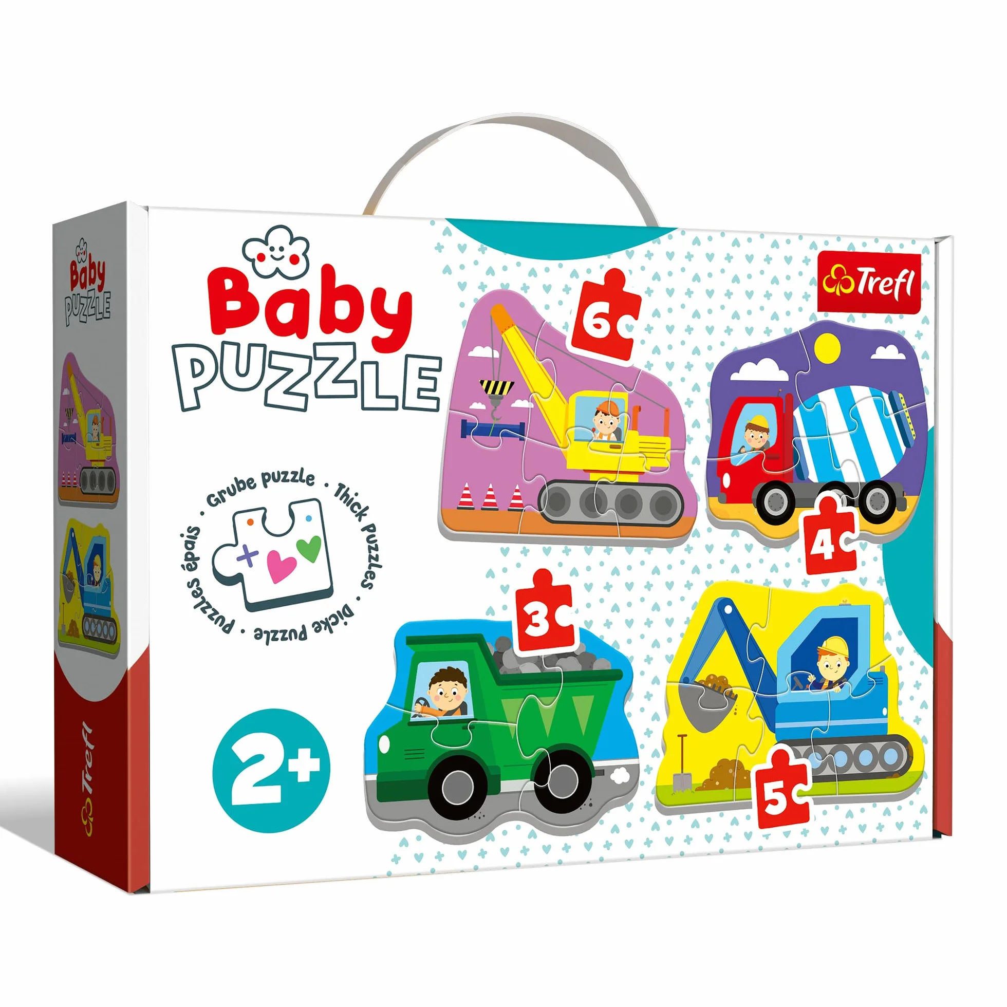 Trefl Pojazdy na Budowie Puzzle 4 w 1 Baby Classic z Grubego Kartonu dla Dzieci od 2 lat