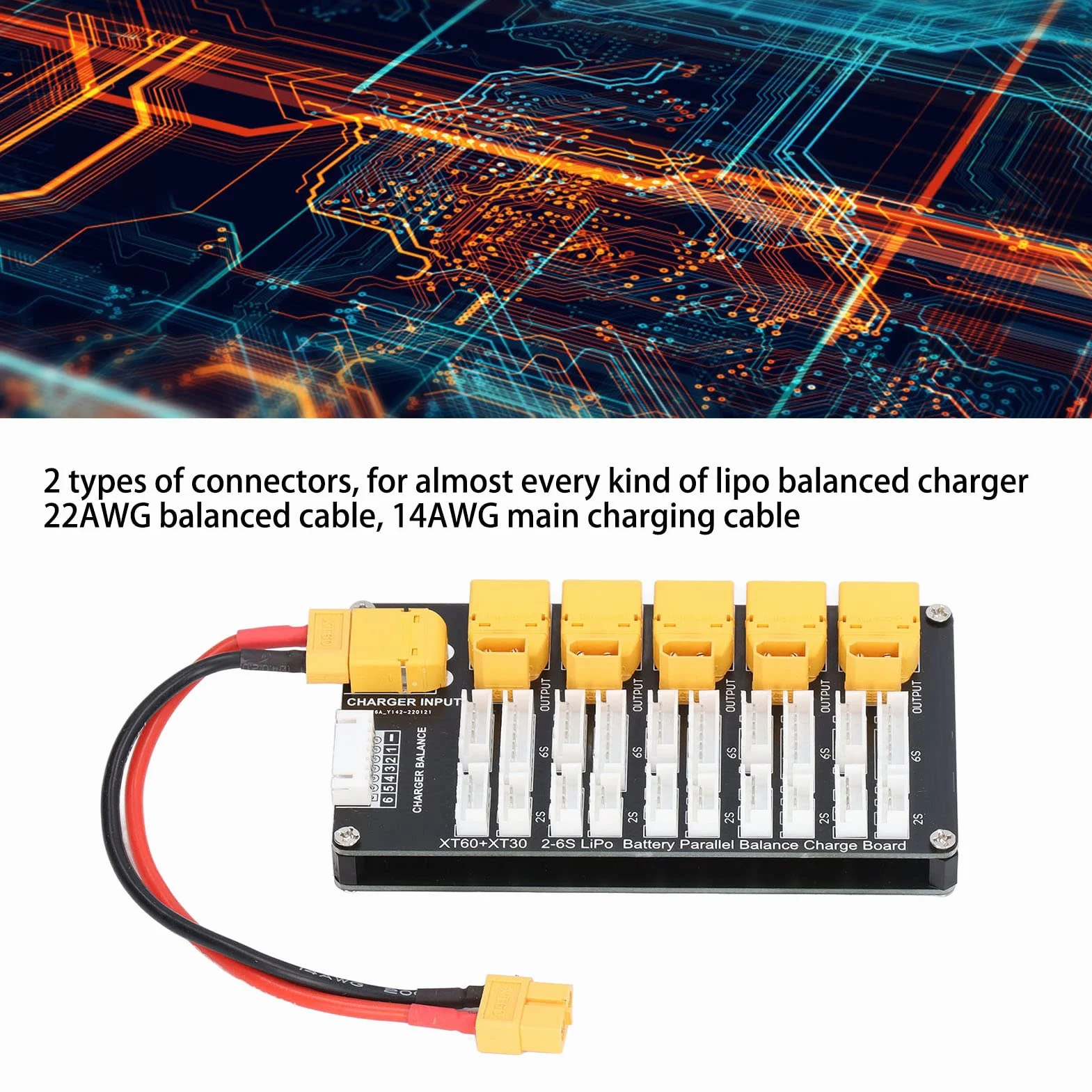 Równoległa Płytka ładująca, Płytka ładująca Akumulator Lipo, Równoległe Złącze XT30 XT60, Multi 2-6S Litowe, Obsługuje 5 Akumulatorów, do ładowarki IMAX B6, Q6 Pro,