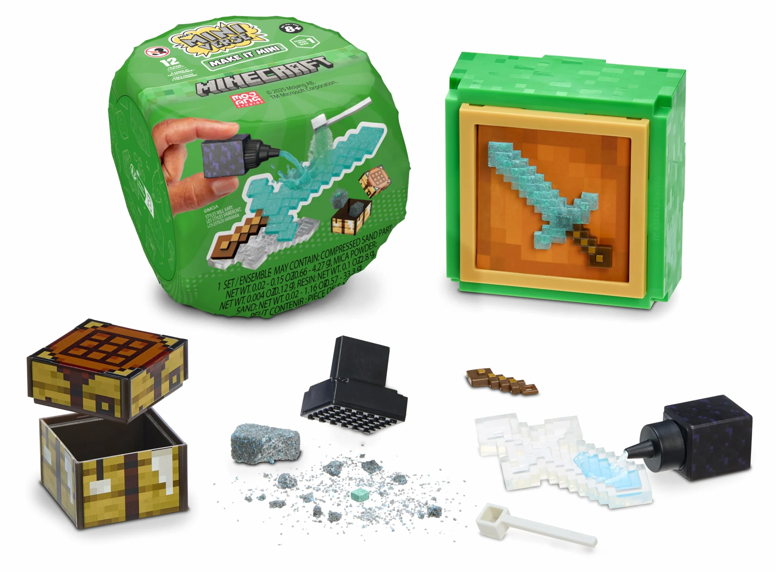 MGA's Miniverse Make It Mini Minecraft - Mini Kolekcje Minecraft w Tajemniczych Opakowaniach, Majsterkowanie, Rękodzieło, Zabawa Żywicą, 12 Miniaturek, NIEJADALNE - dla Kolekcjonerów od 8 Roku Życia