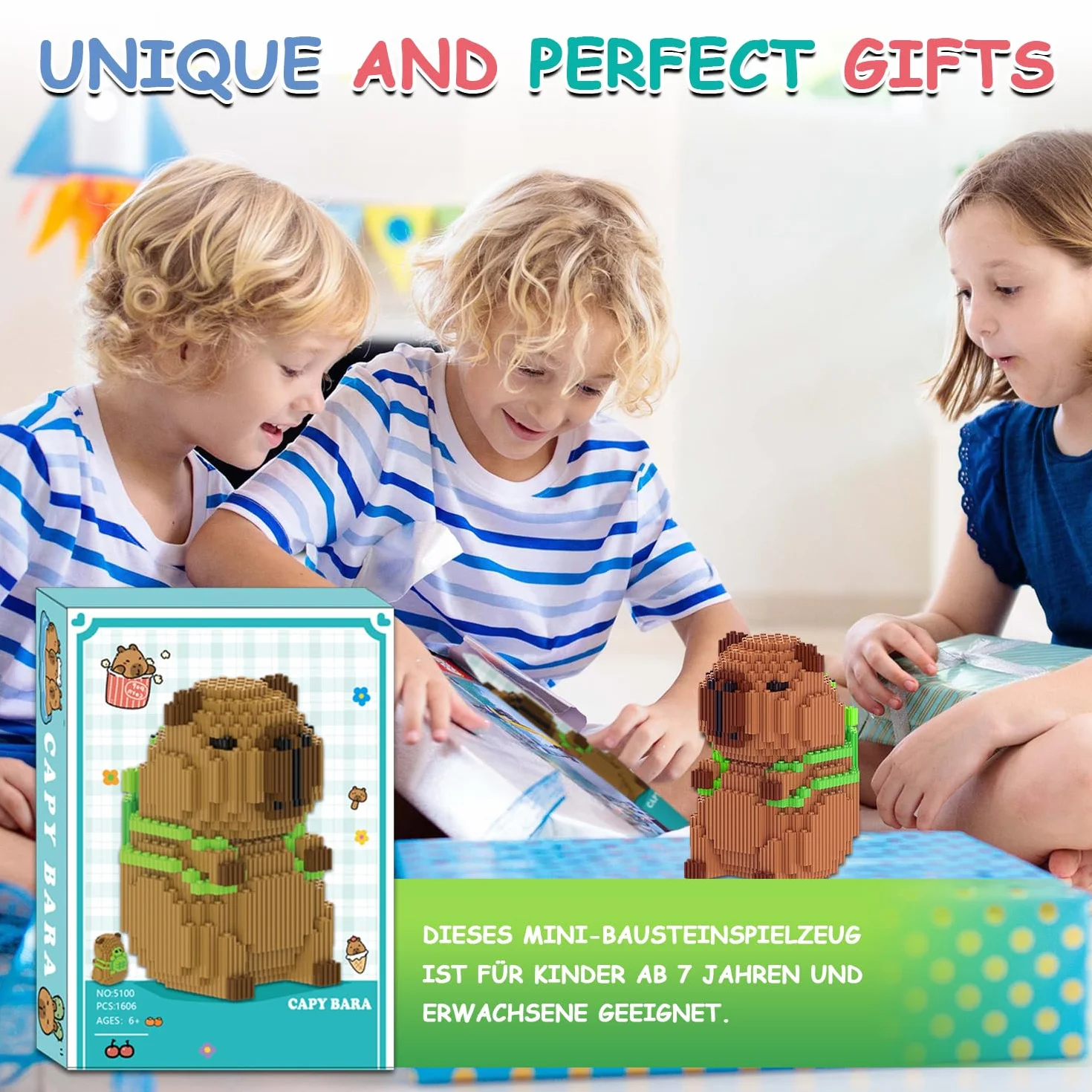 Mini klocki zaciskowe, zwierzęta Capybara, zabawka do budowania, bloki ze zwierzętami, mikro-building Capybara, klocki do samodzielnego montażu, dla dzieci i dorosłych, z podręcznikiem (1606