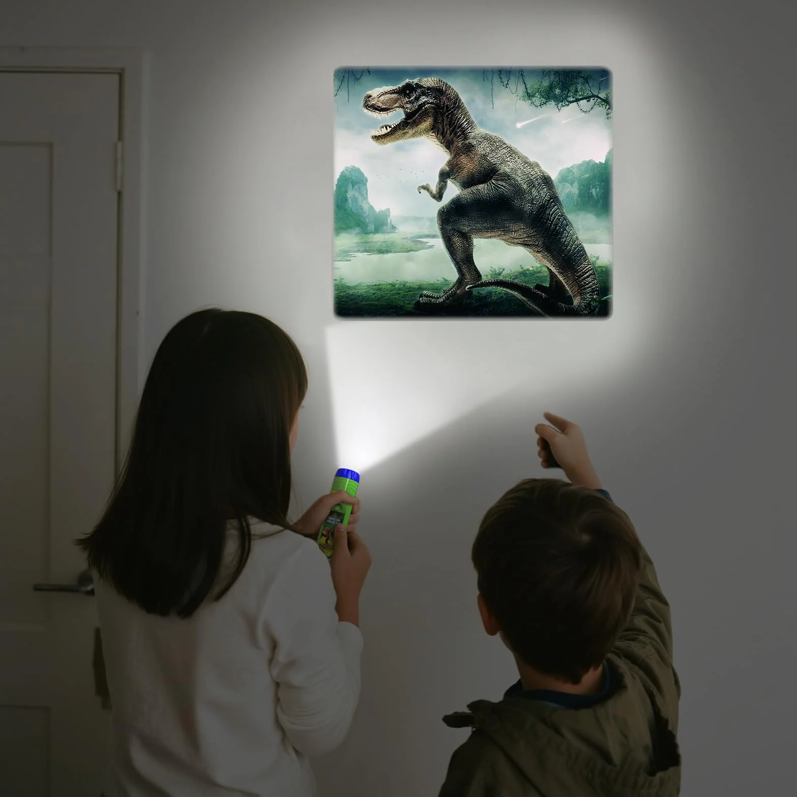 Pup Go Latarka i projektor dinozaur z 3 dyskami 24 obrazami, latarka historyczna dla dzieci, chłopców i dziewcząt, 3 lata