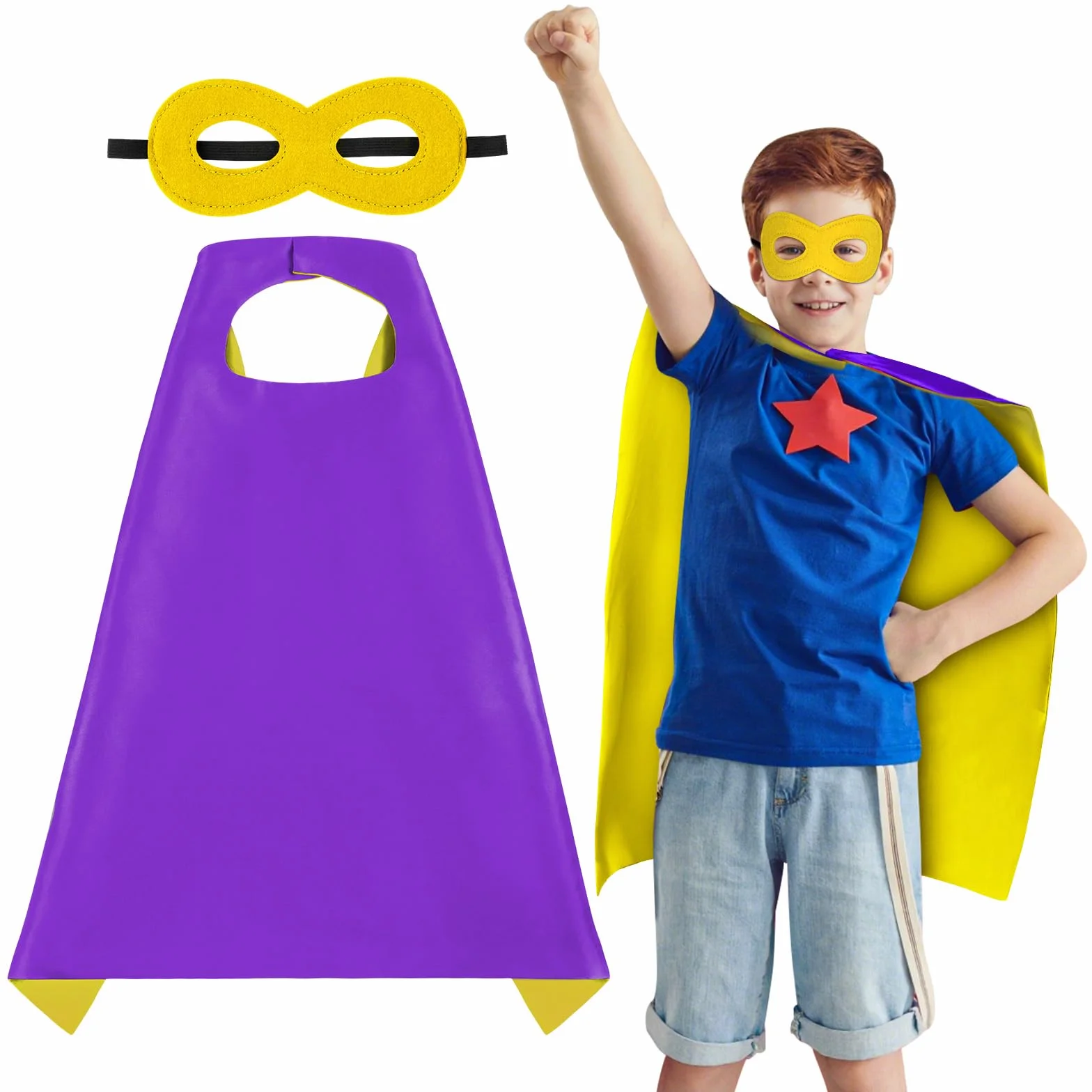 AUYAO Dziecięce peleryny superbohatera, 2-częściowy zestaw peleryny superbohatera, kostium superbohatera, kostium superbohatera, na cosplay, Halloween, karnawał