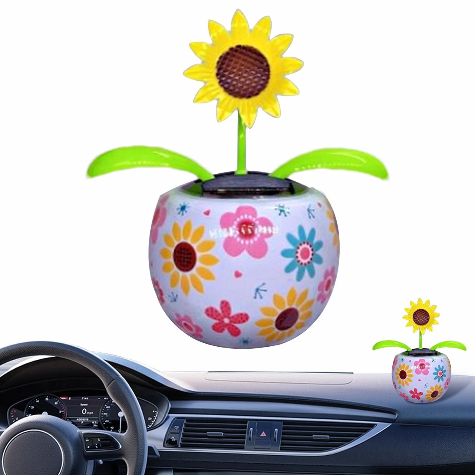 Ta?cz?ce kwiaty solarne – urocze kwiaty zasilane energi? s?oneczn? Bobblehead dekoracja samochodu w kolorowych doniczkach, dekoracja samochodu, figurki do ta?ca s?onecznego biurko, desk?