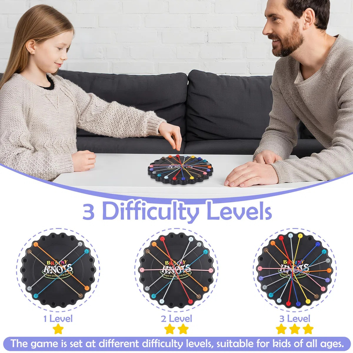Fentar Brainy Knots Game, Twisted Rope Puzzle Game, Brain Games Strategy Challenge Toy, Przenośne IQ Puzzle Gry planszowe dla dzieci i dorosłych Wakacje Impreza Podróże