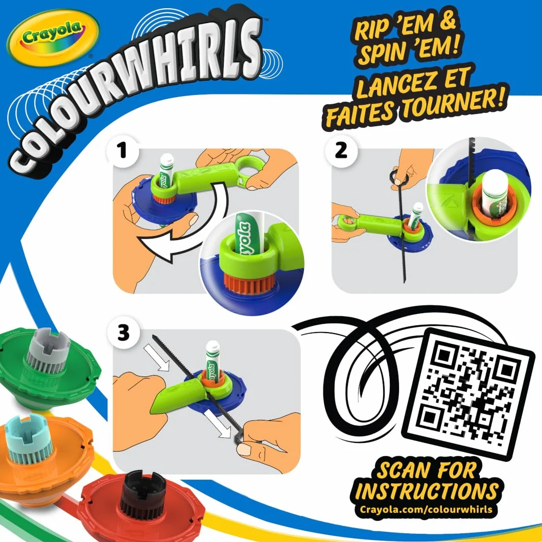 ColourWhirls, bąk kolorów, zestaw zawierający 3 bąki, wyzwania dla rodziny i przyjaciół, kreatywna zabawa i prezent dla dzieci, od lat 6, 74-7647