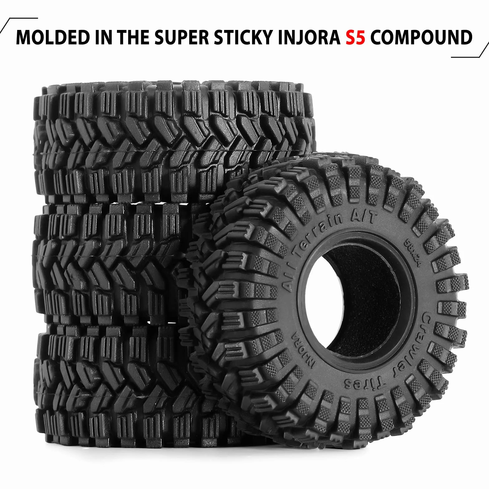 INJORA Opony 1.0 - 58 * 24 mm All-Terrain Super miękkie lepkie opony do TRX4M 1/18 1/24 RC Crawler SCX24 AX24, T1017