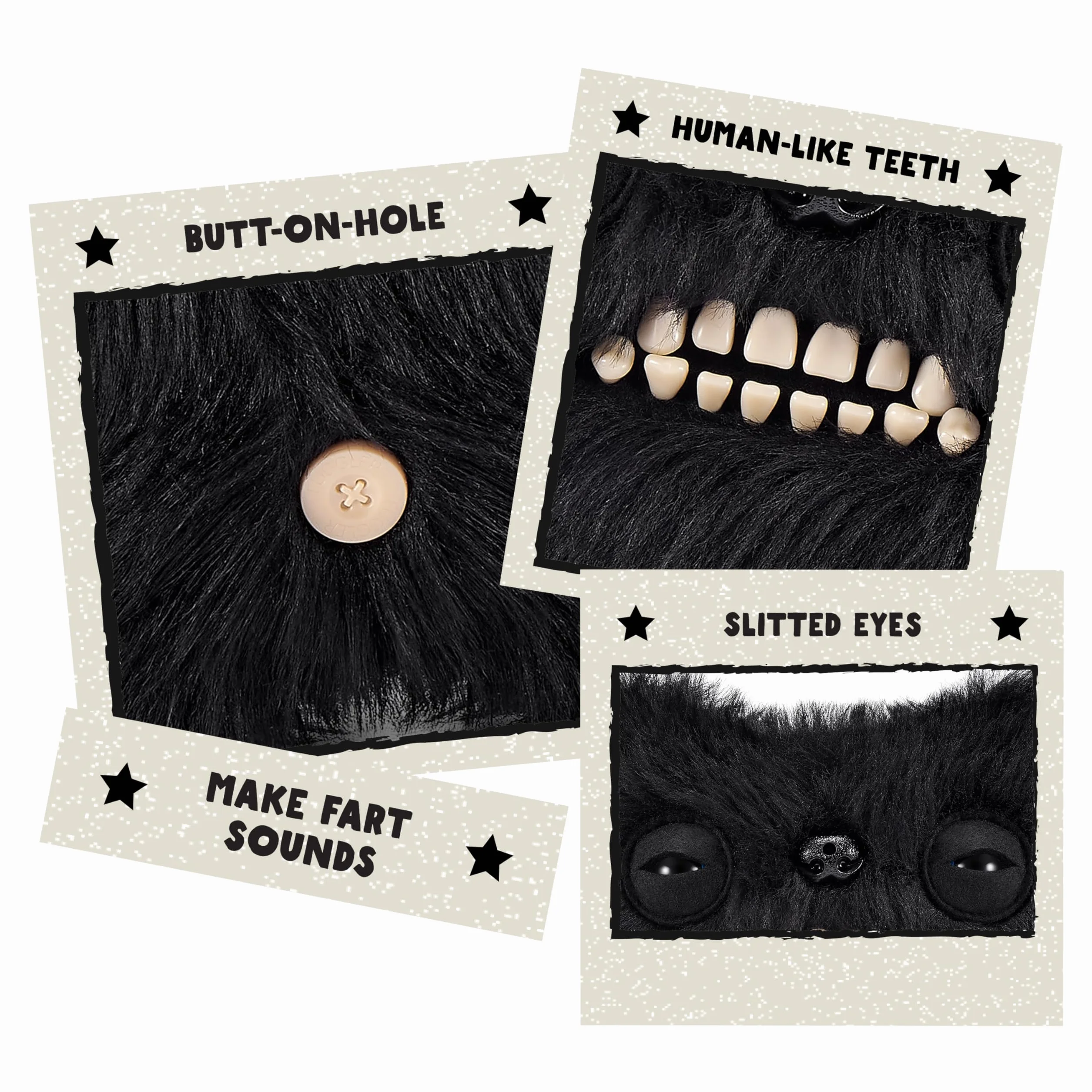 Fuggler Fart Face 23 cm do wyboru seria 1 firmy ZURU, Funny Ugly Monster pluszowa zabawka (Munch Munch – Black Long)