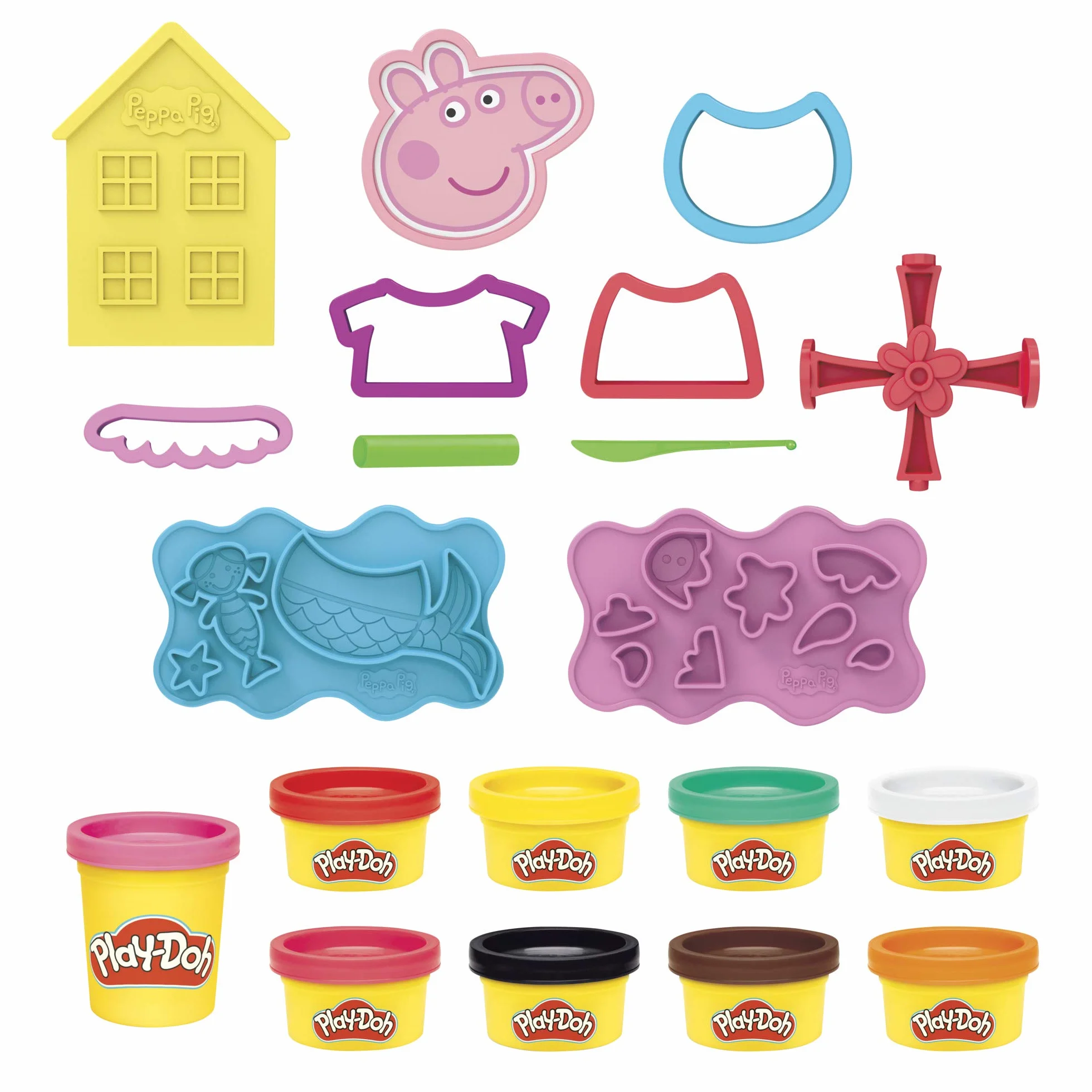 Play-Doh zestaw do stylizacji Świnka Peppa z 9 tubami nietoksycznej masy plastycznej i 11 akcesoriami, zabawka dla dzieci w wieku od 3 lat