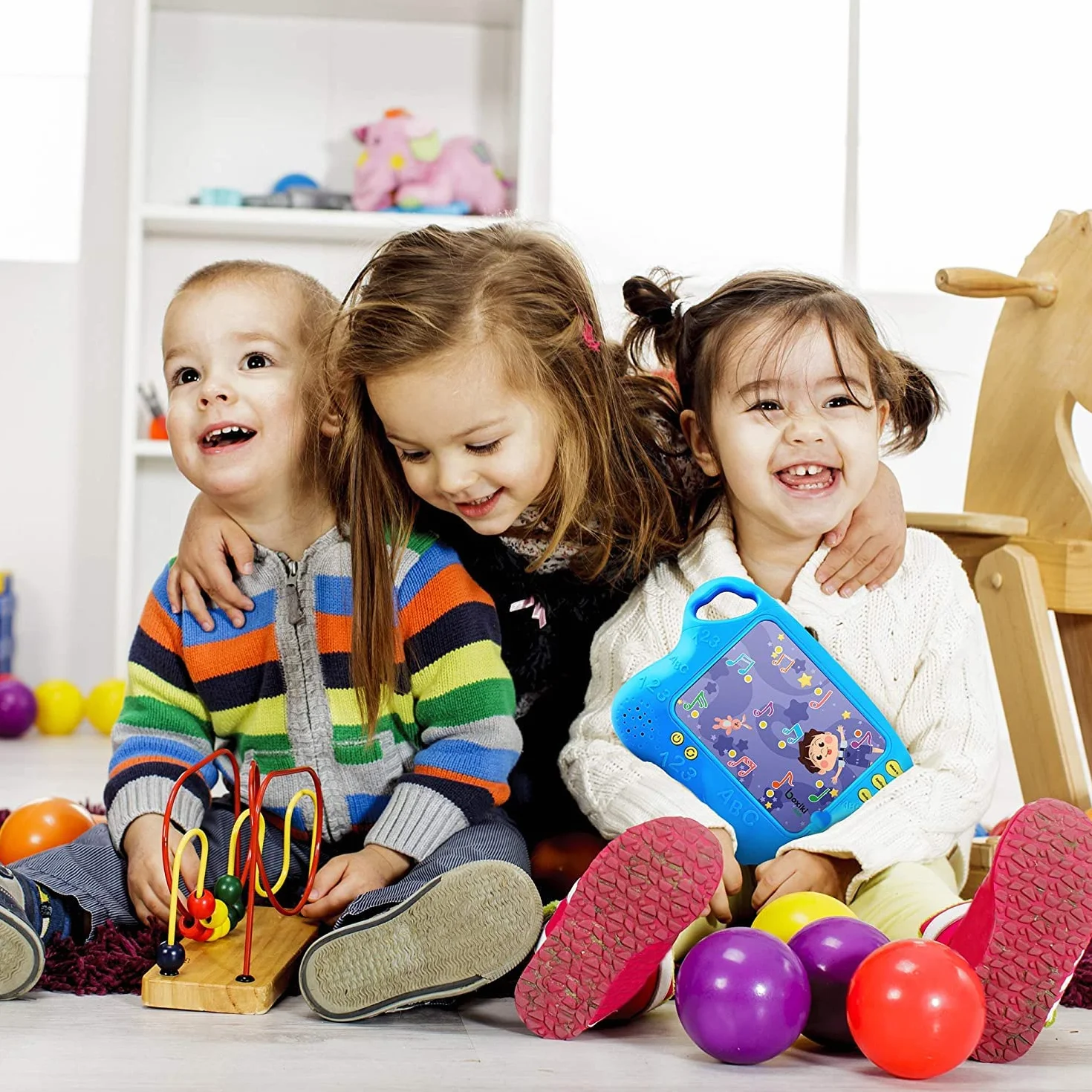 Boxiki Kids Pad do nauki języka angielskiego z 10 kartami i grą planszową, inteligentny tablet dla dzieci z dotykiem i funkcją nauki