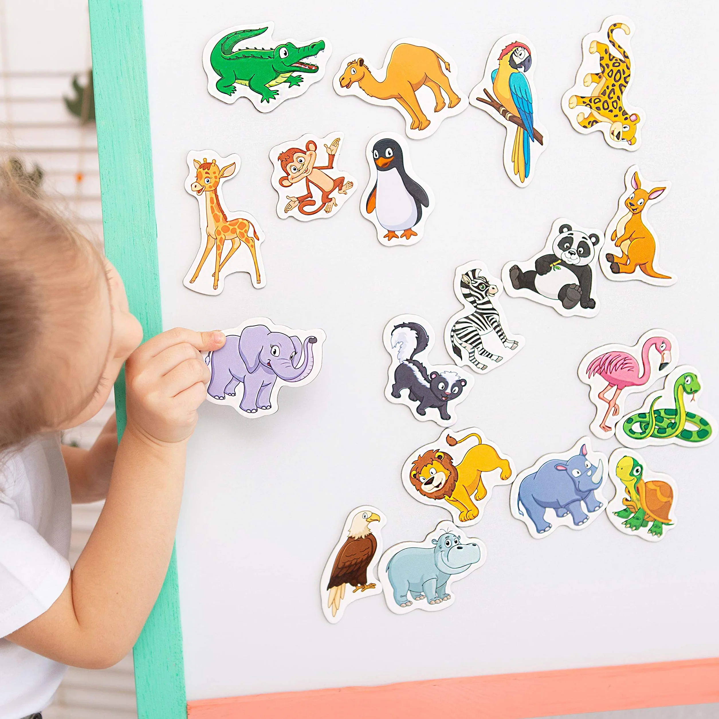 20 szczęśliwych magnesów do zoo dla dzieci na tablicę magnetyczną - zabawki - gry edukacyjne od 3 lat