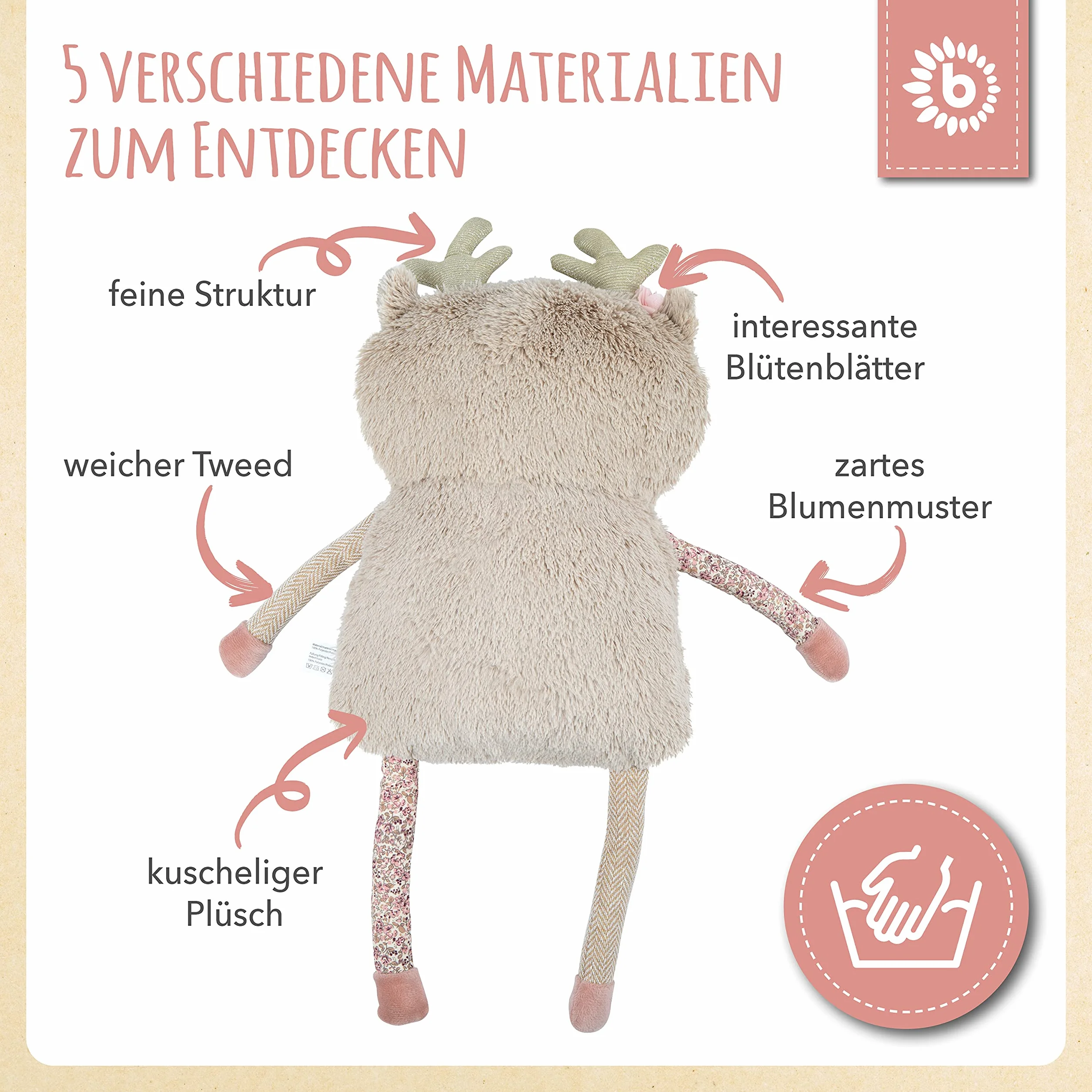 Bieco Pupazzo di peluche a forma di cavallo, circa 55 cm, carino peluche per neonati, giocattolo per bambini, giocattolo per il sonno del bambino