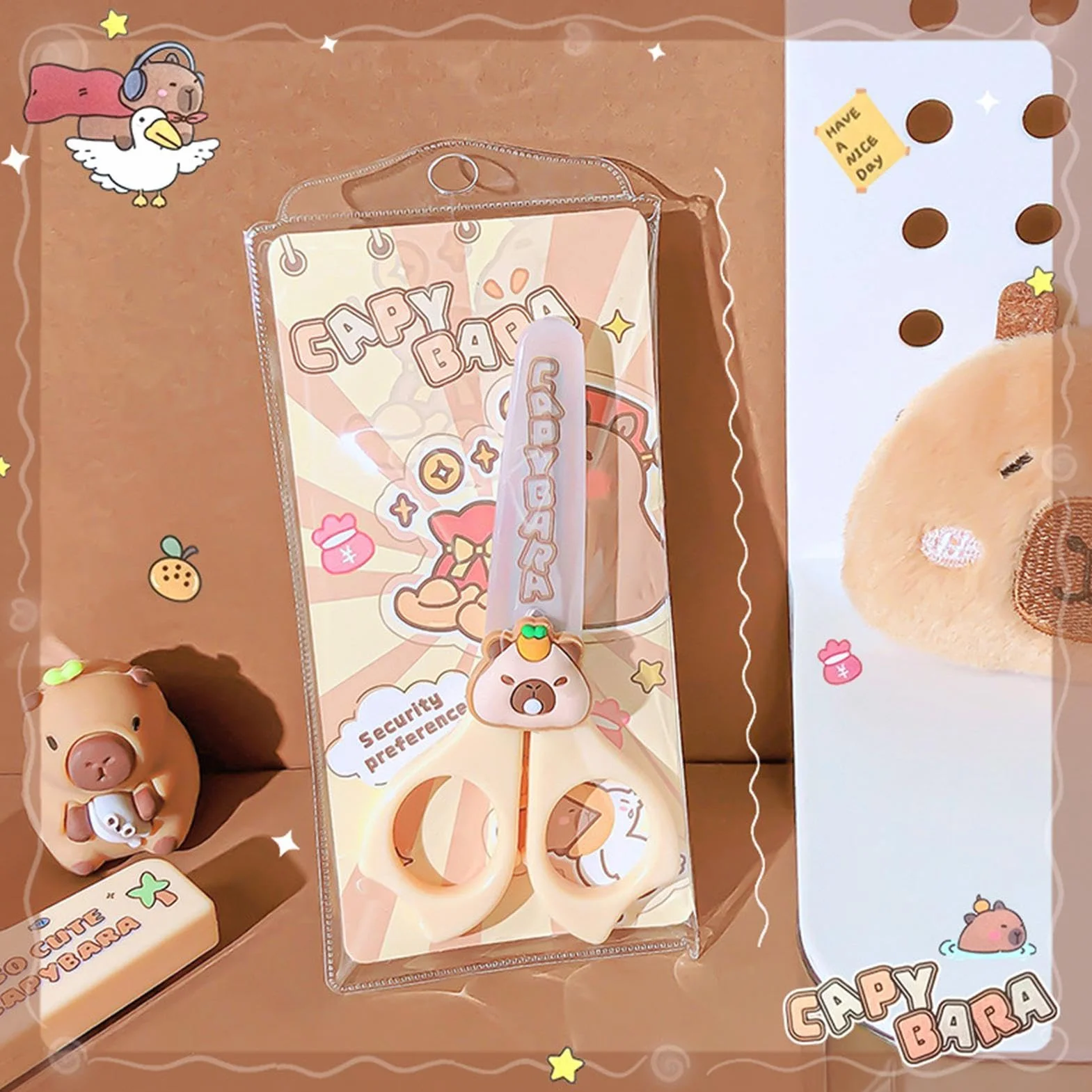 Cute Capybara Scissors, Nożyczki dla dzieci - Cute Capybara Round Tip Bezpieczeństwo Nożyczki do przedszkola | Artykuły do aktywności dla dzieci, torebka antypoślizgowa dla studentów, narzędzia
