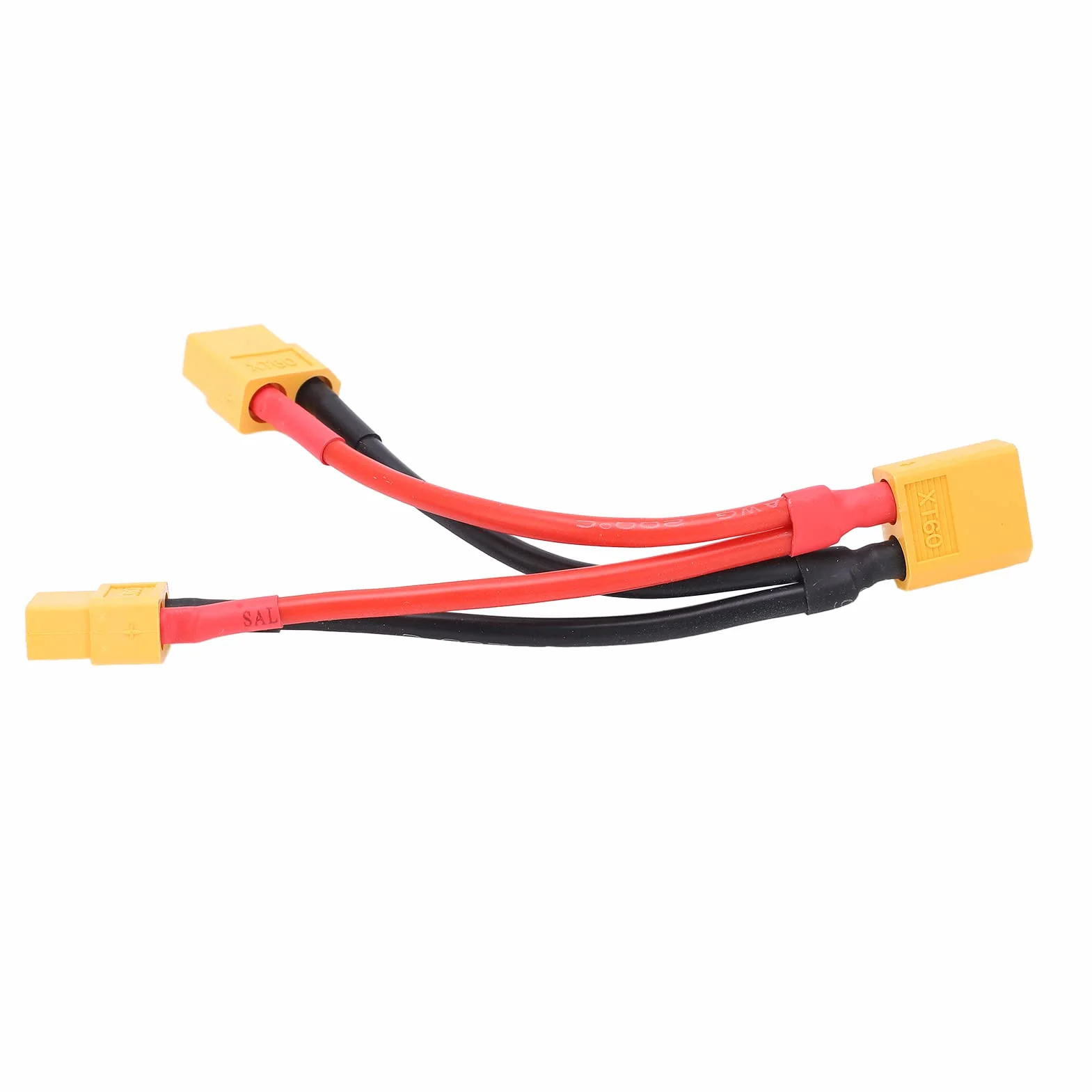 Adapter Kabla Równoległego do Akumulatora RC, 9cm, Wtyk XT60, Podwójny Przedłużacz Y-splitter, 1 Wtyk na 2 Gniazda, Przewód Silikonowy do RC Lipo