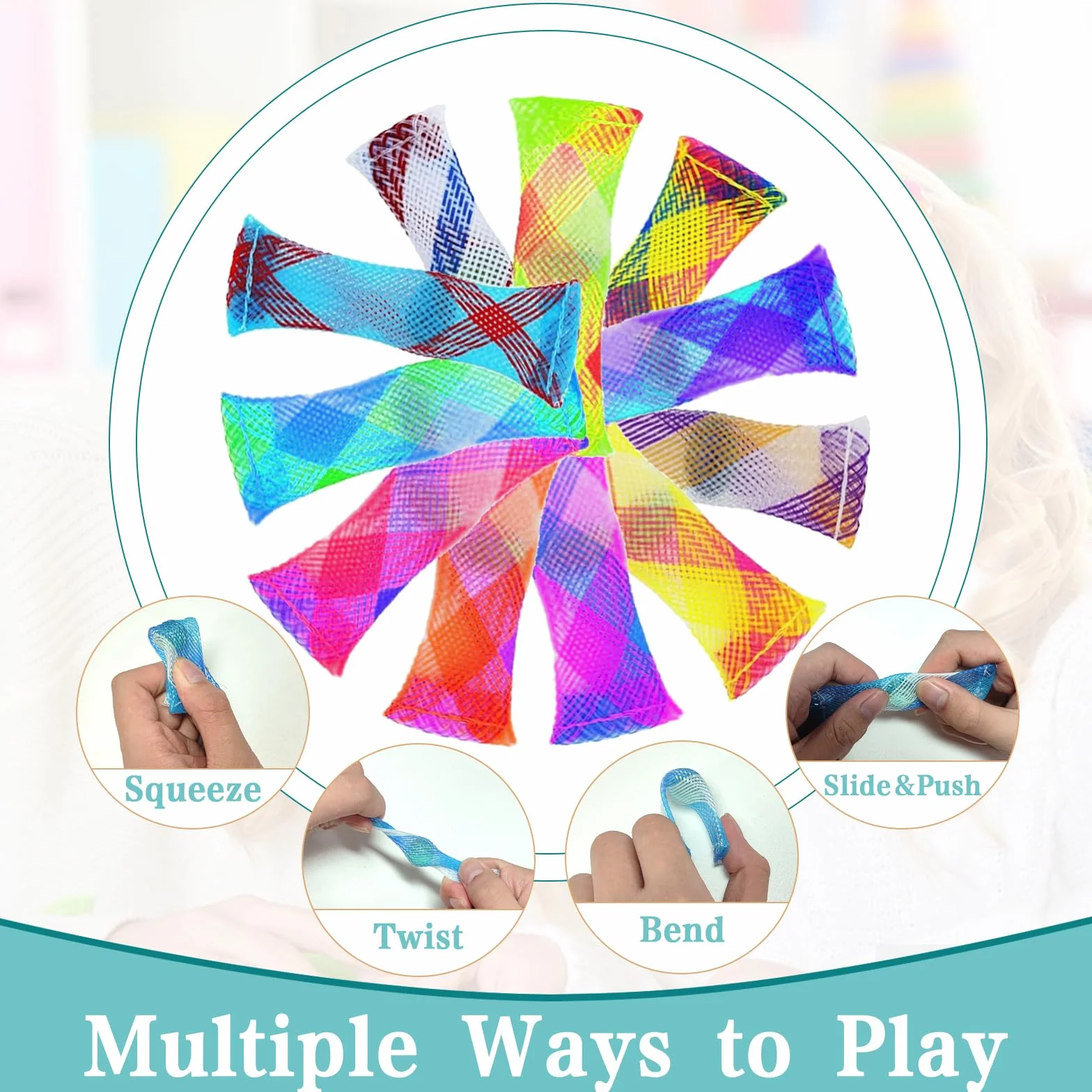 Marble Mesh Fidget Toys 18 sztuk, Zabawka antystresowa, wzmocnienie ostrości, Fidget Toys Marmurowa rurka z siatki dla dorosłych i dzieci z ADHD Add OCD Autyzm, mała