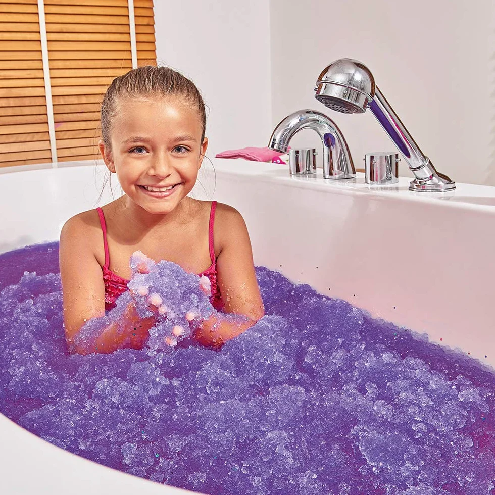 ZIMPLI - Eco Glitter Gelli Baff Purple, 1 kąpiel lub 6 zabaw, w magiczny sposób zamienia wodę w gęstą, kolorową mazię, zabawka do kąpieli dla dzieci nadająca się do recyklingu