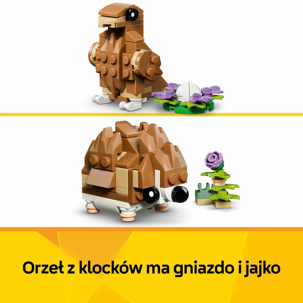 LEGO Creator 3in1 Cute Hamster with a Flower Toy - Animal Figure Transforms into a Hedgehog or Eagle - DIY Room Decor Idea - Birthday Gift for 7+ Year Old Girls & Boys - 31376