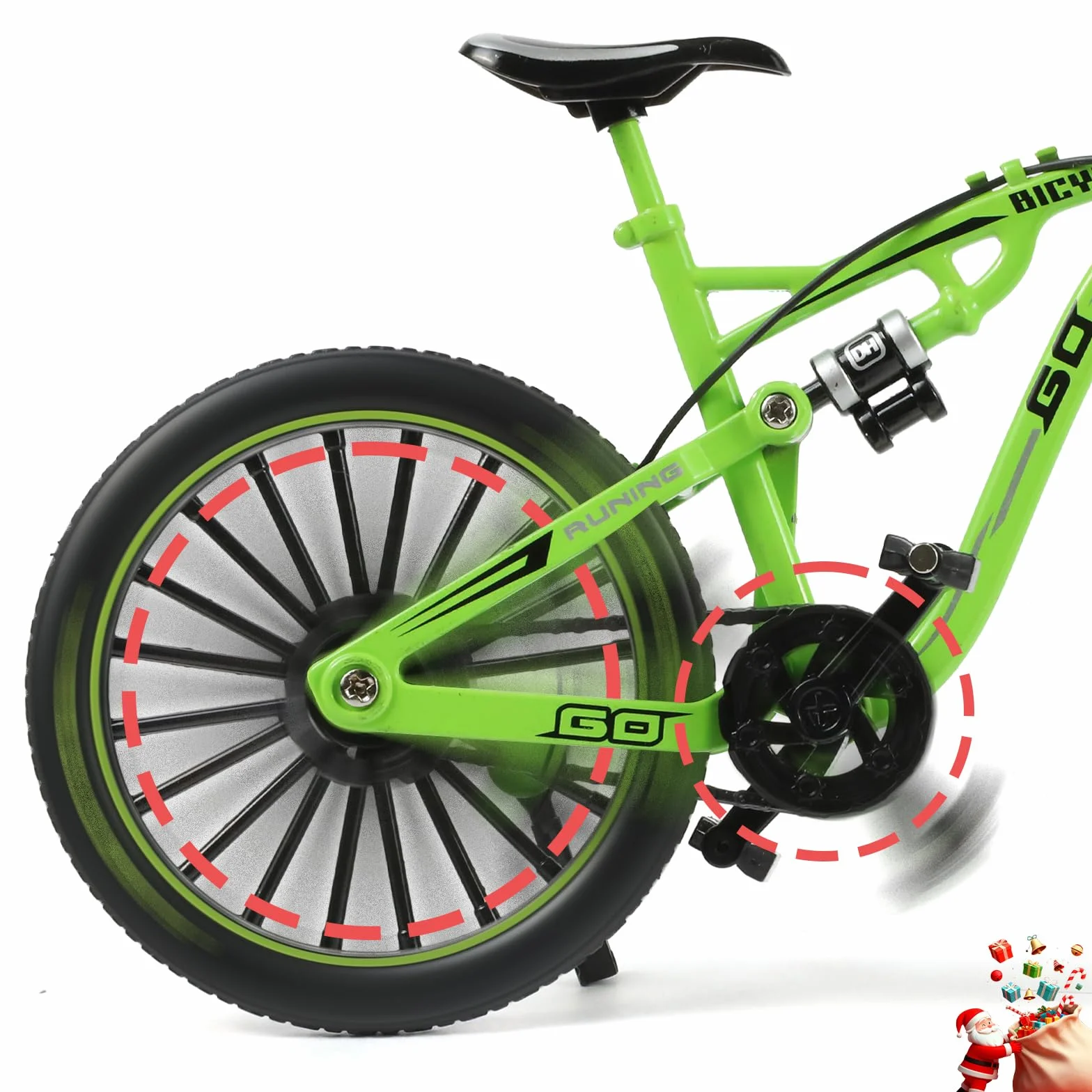 Skala 1:8, odlewany ciśnieniowo stop, mini rower górski, model, zabawka, palec, BMX, zabawka, dekoracja biurka, rękodzieło, dla miłośników jazdy na rowerze (zielony)