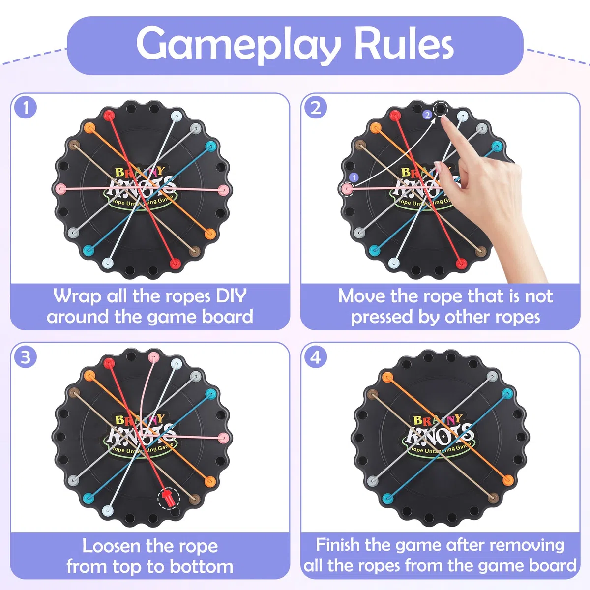 Fentar Brainy Knots Game, Twisted Rope Puzzle Game, Brain Games Strategy Challenge Toy, Przenośne IQ Puzzle Gry planszowe dla dzieci i dorosłych Wakacje Impreza Podróże