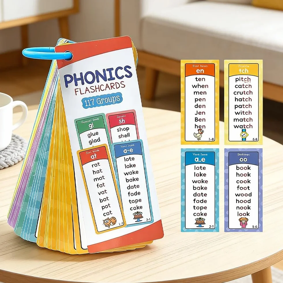 Phonics Flash Cards, karty foniczne, karta pamięci Little Wandle, edukacyjne digrafy do czytania i słowa, fiszki do przedszkola, przedszkola