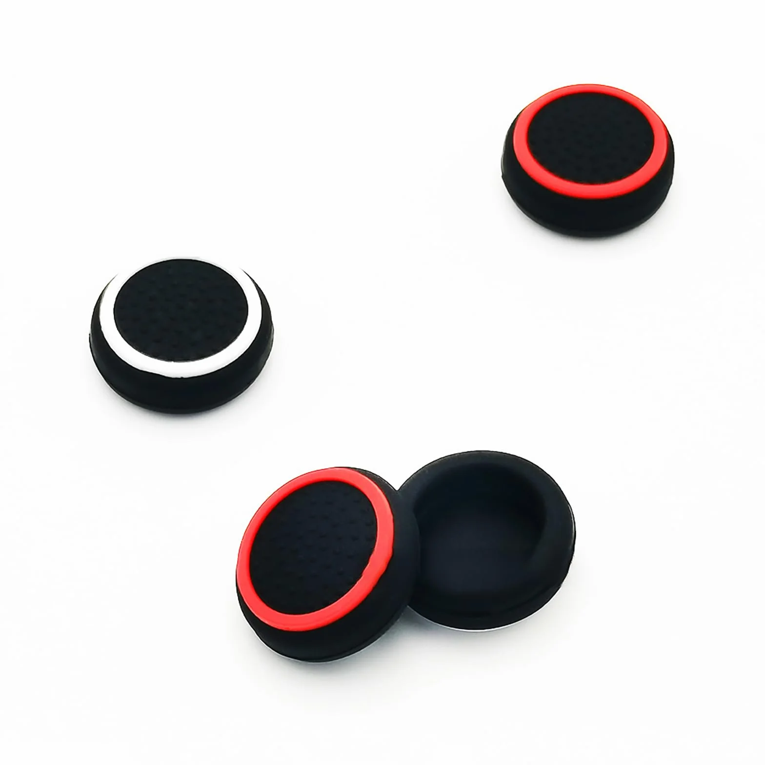 GIOPUEY Nakładki na drążki analogowe joysticka kompatybilne z Steam Deck Oled, 4-pak silikonowych nakładek na kciuki, nakładki na joysticki, etui ochronne, miękkie antypoślizgowe - Czarny/Czerwony+
