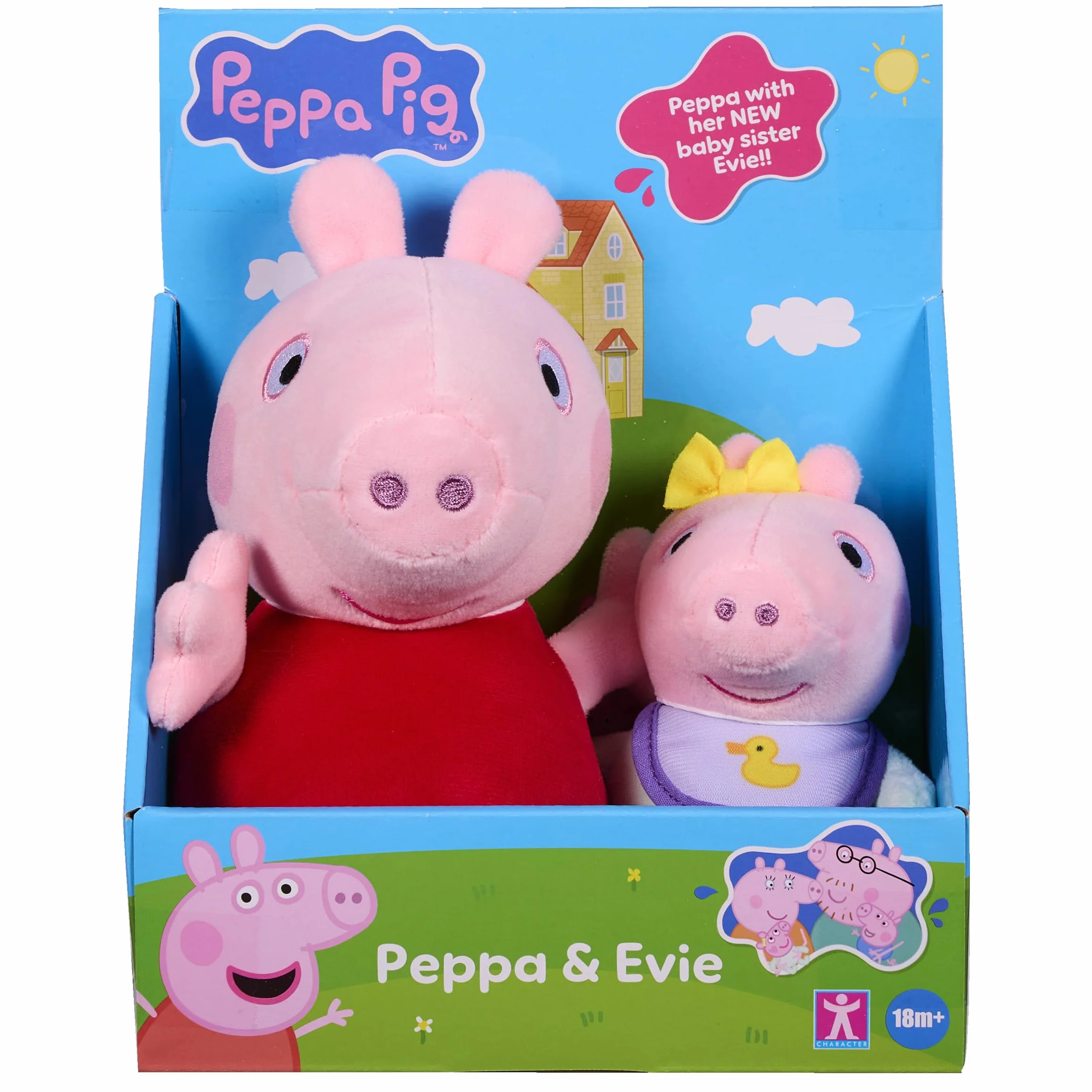 Zestaw pluszowych zabawek Peppa Pig 2 – Peppa i Baby Evie – ultramiękkie pluszowe zabawki w klasycznym stylu Peppy Pig, zabawka dla dzieci w wieku od 18 miesięcy
