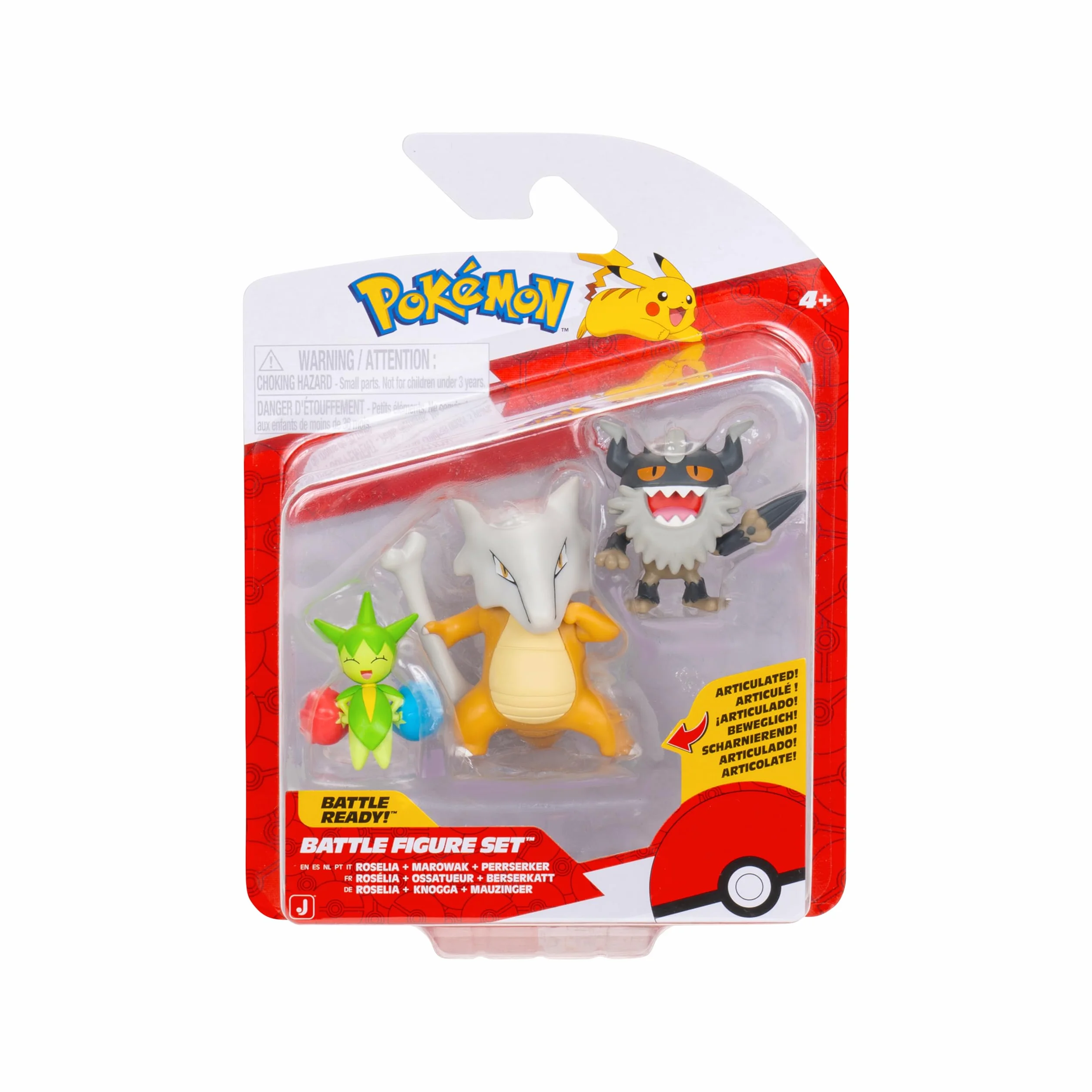 Pokémon PKW4095 zestaw figure, oficjalny zestaw figure, Roselia, Mauzinger, Knogga