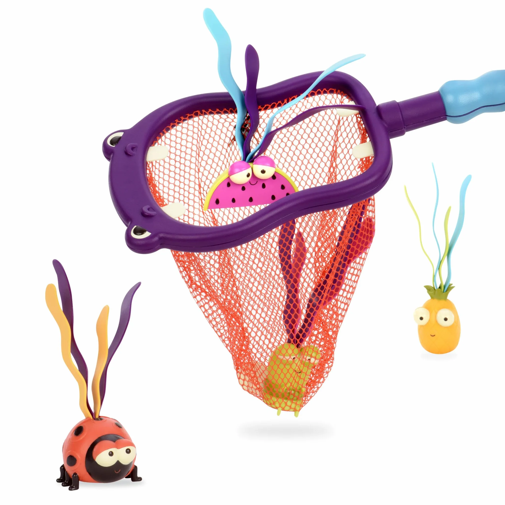B. toys by Battat – Hippo Scoop-a-Diving Pool Toys - 1 siatka hipopotamska i 4 zabawki wodne dla dzieci 3+ (5 sztuk)