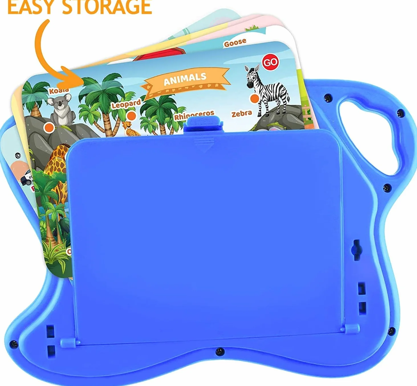 Boxiki Kids Pad do nauki języka angielskiego z 10 kartami i grą planszową, inteligentny tablet dla dzieci z dotykiem i funkcją nauki