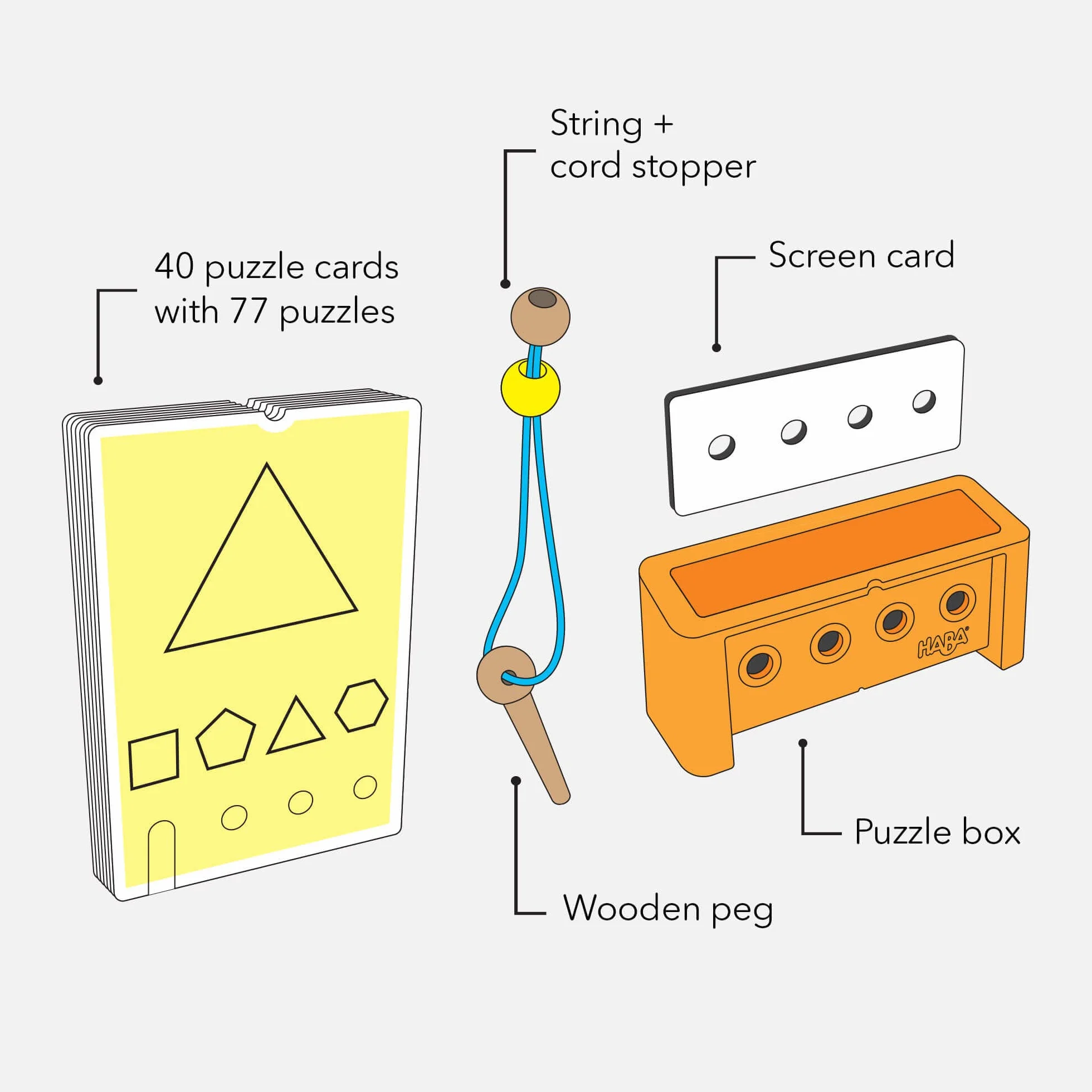 HABA Logic! CASE Starter Set 5+, gra logiczna dla dzieci od 4 lat, gra podróżna, 306118