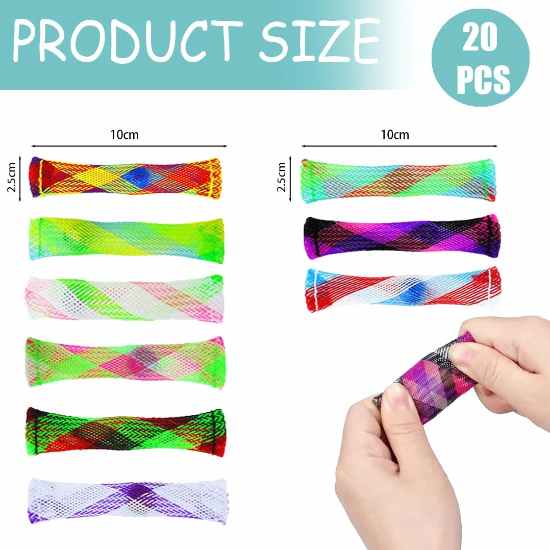 Marmurowe zabawki Fidget Toys 20 sztuk, tkane węże siatkowe z zabawkami marmurowymi, zabawki sensoryczne, zabawki na palec oczkowy, dla dzieci i dorosłych