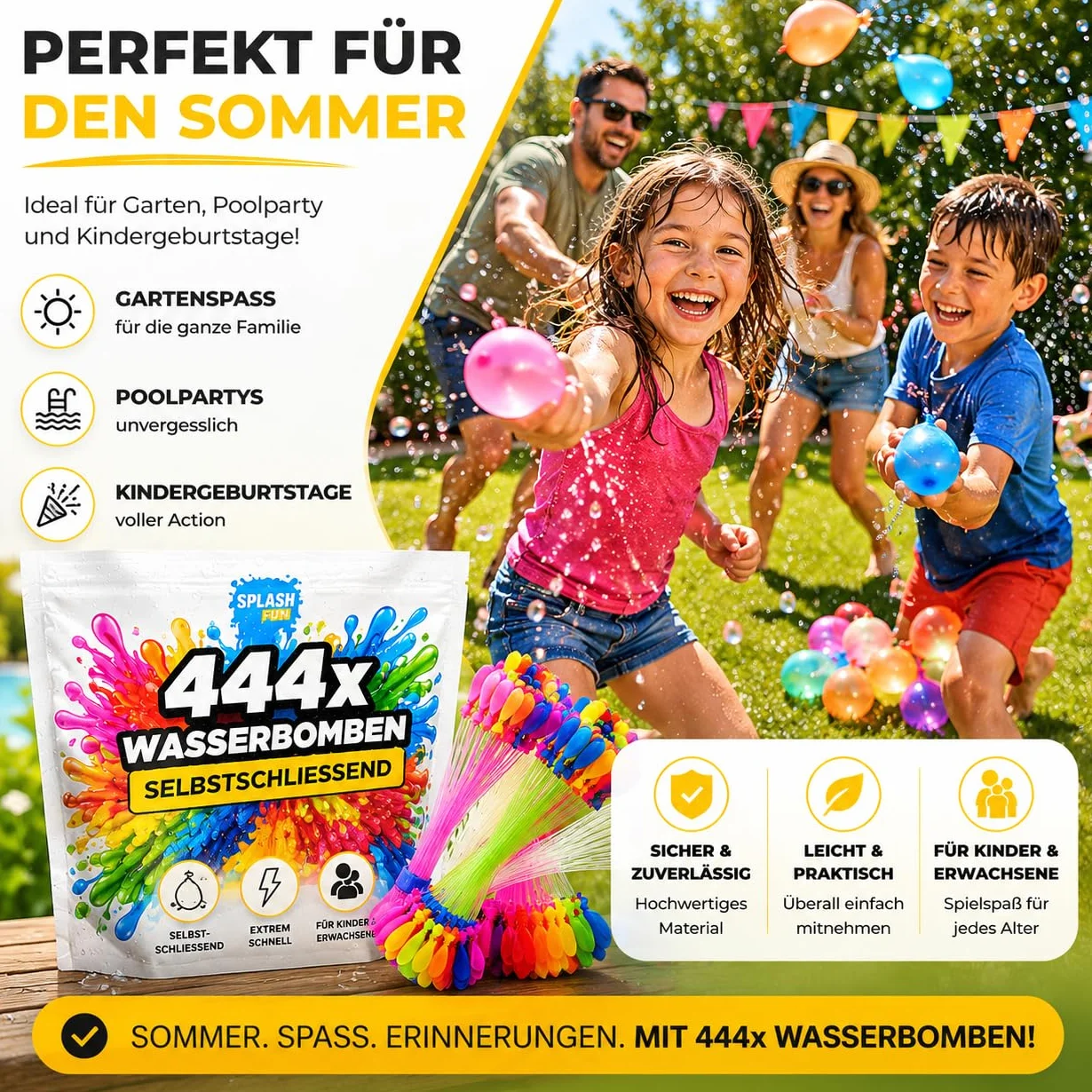 444 kolorowe bomby wodne – samozamykające się – bardzo szybkie napełnianie – dla dzieci i dorosłych – balony