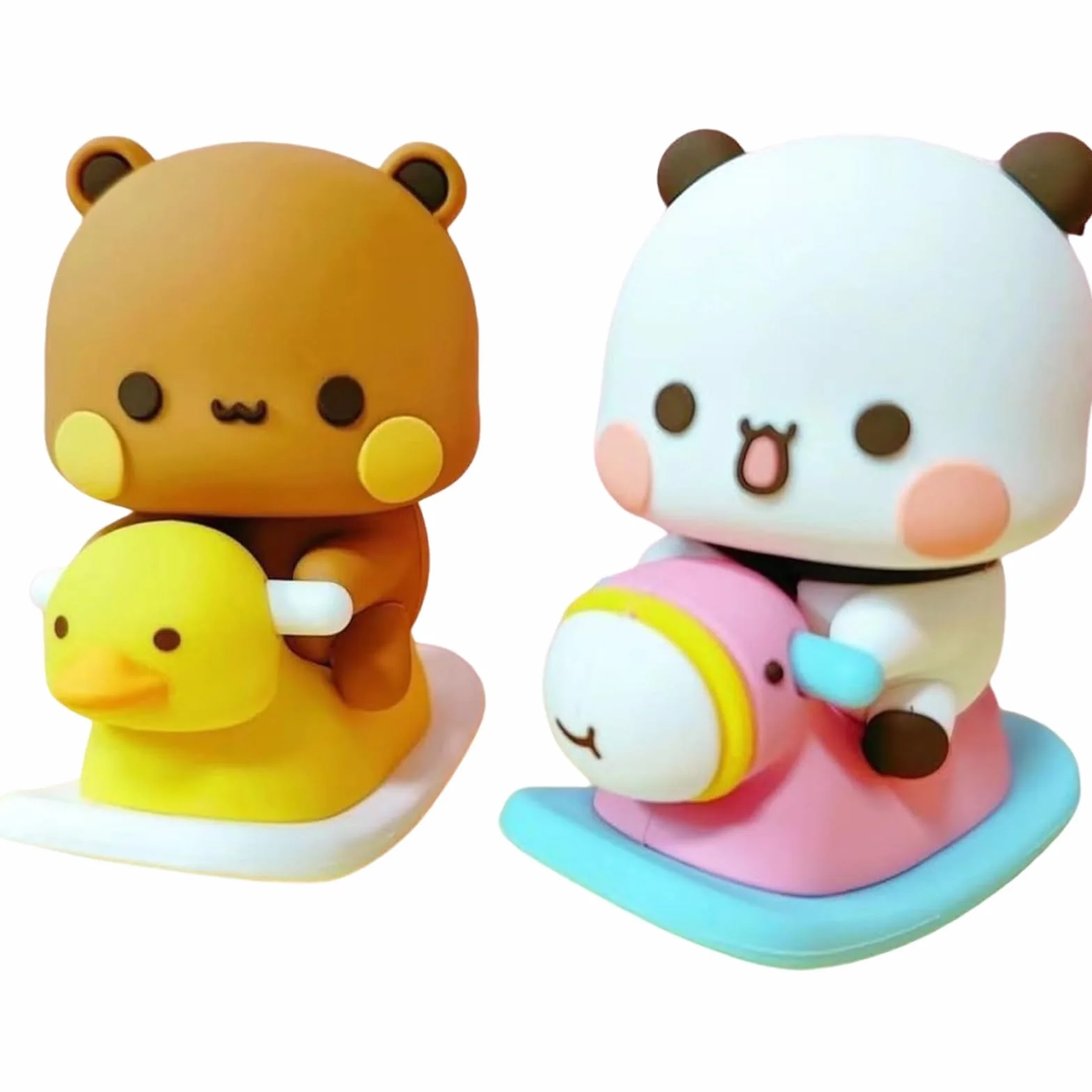 2 szt. Bubu Dudu Oscylacyjna Figurka, Śliczna Panda Dekoracja Deski rozdzielczej, Statua Niedźwiedzia Panda do samochodu, biura i domu