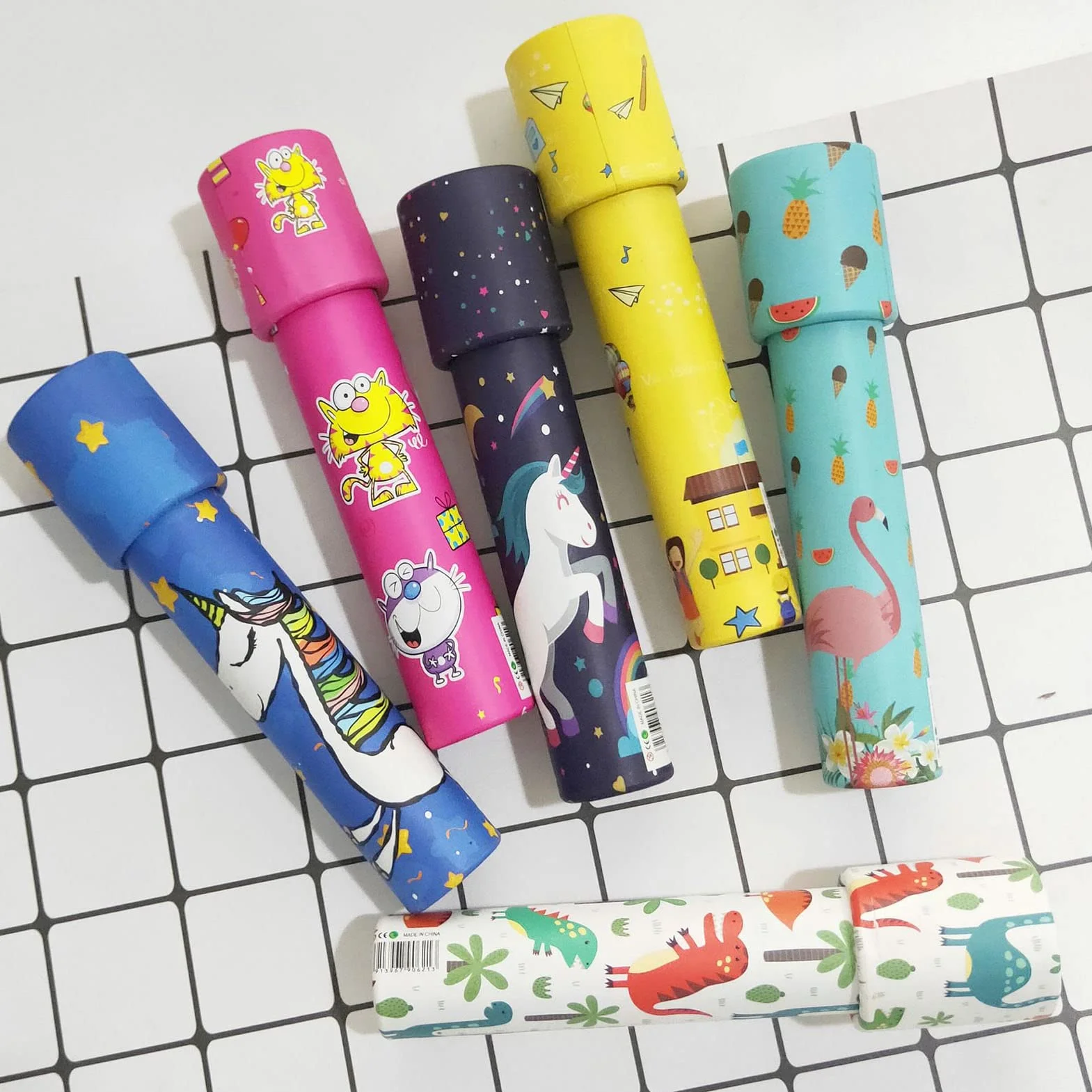 Kalejdoskop, 12 Sztuk Kolorowy Papier Klasyczny Retro Kalejdoskop Zabawka Edukacyjna dla Dzieci dla Dzieci